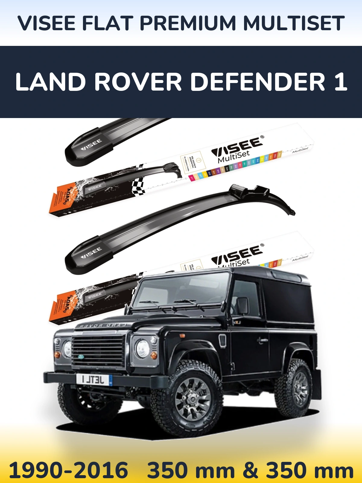 Komplet przednich wycieraczek VISEE FLAT PREMIUM MultiSet 350 & 350 mm do Land Rover Defender 1 1990-2016