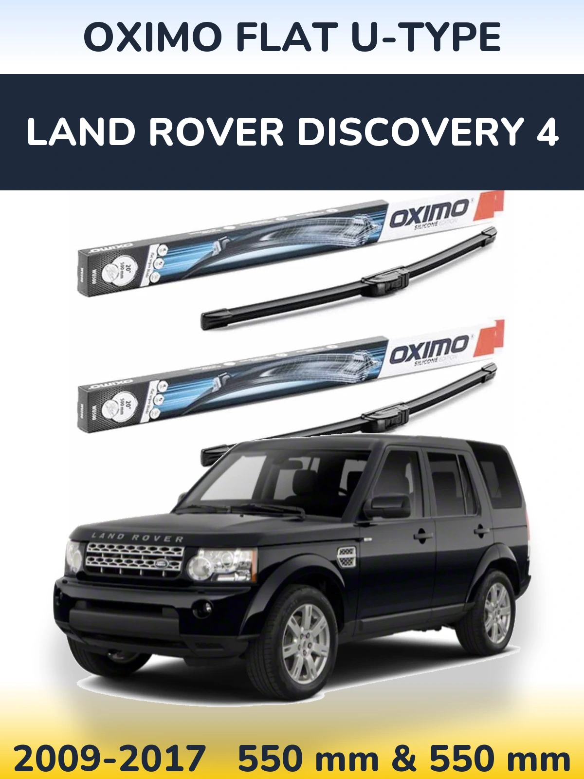 Комплект передних дворников Oximo Flat U-type 550 & 550 мм для Land Rover Discovery 4 2009-2017