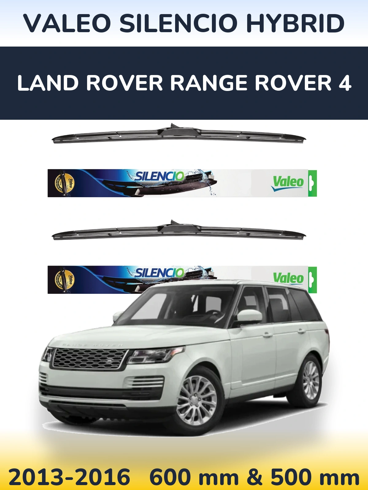 Komplet przednich wycieraczek Valeo Silencio Hybrid 600 & 500 mm do Land Rover Range Rover 4 2013-2016