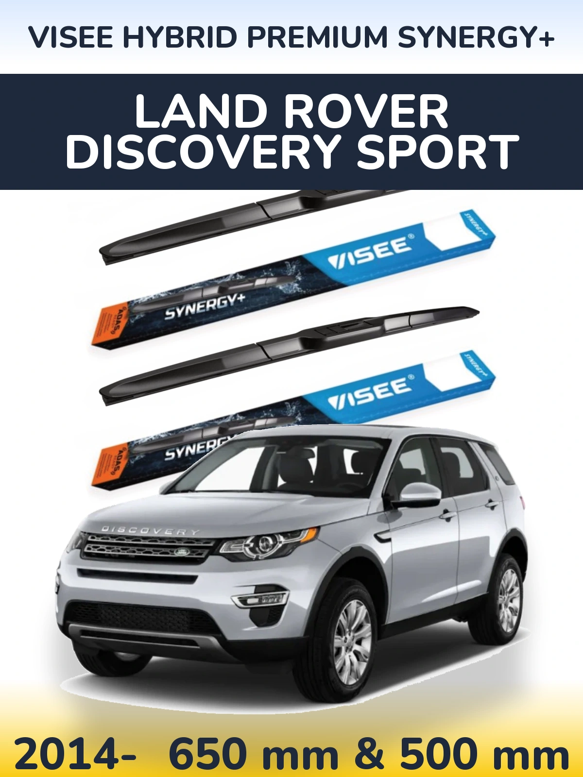 Komplet przednich wycieraczek VISEE HYBRID PREMIUM SYNERGY+ 650 & 500 mm do Land Rover Discovery Sport 2014-2026