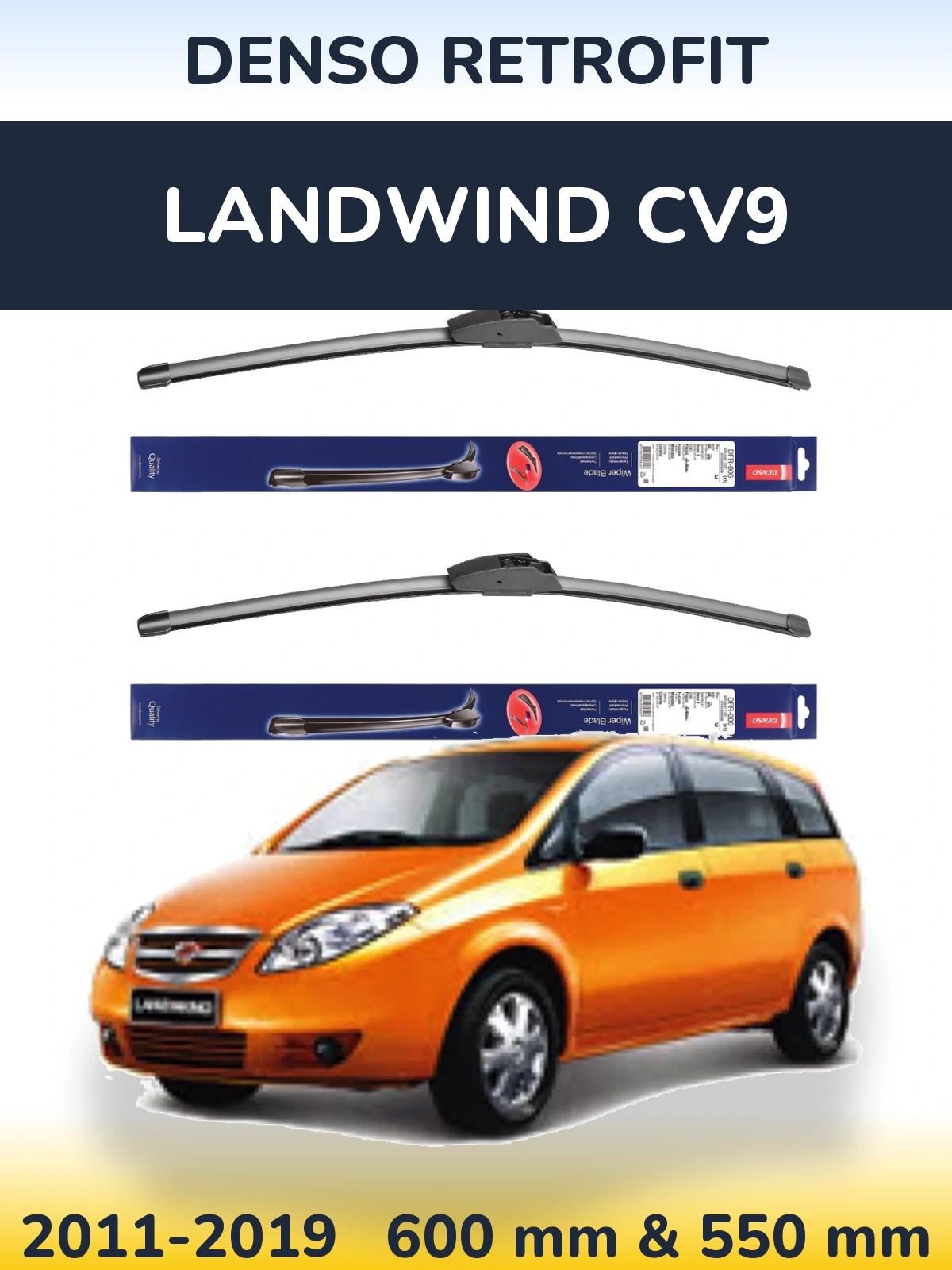 Komplet przednich wycieraczek Denso Retrofit 600 & 550 mm do Landwind CV9 2011-2019
