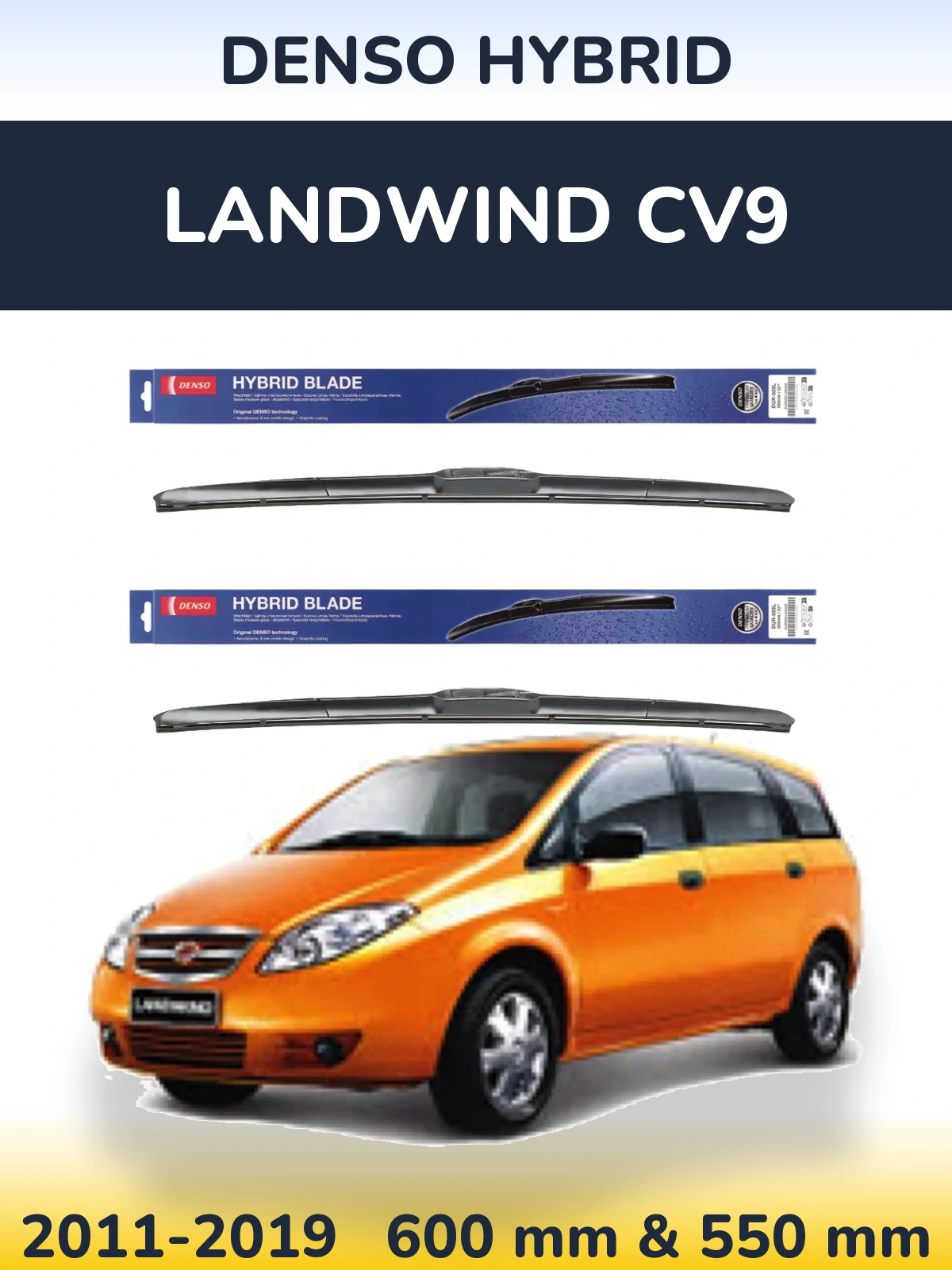 Komplet przednich wycieraczek Denso Hybrid 600 & 550 mm do Landwind CV9 2011-2019