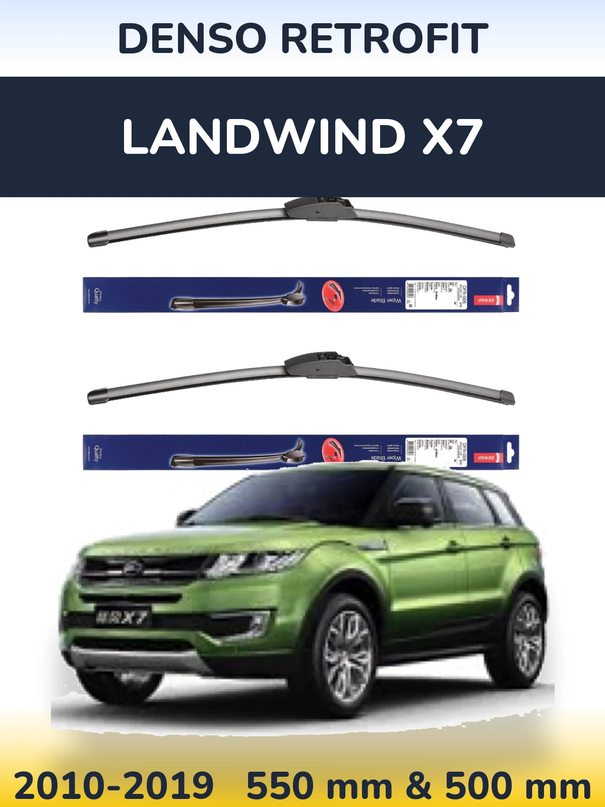 Komplet przednich wycieraczek Denso Retrofit 550 & 500 mm do Landwind X7 2010-2019