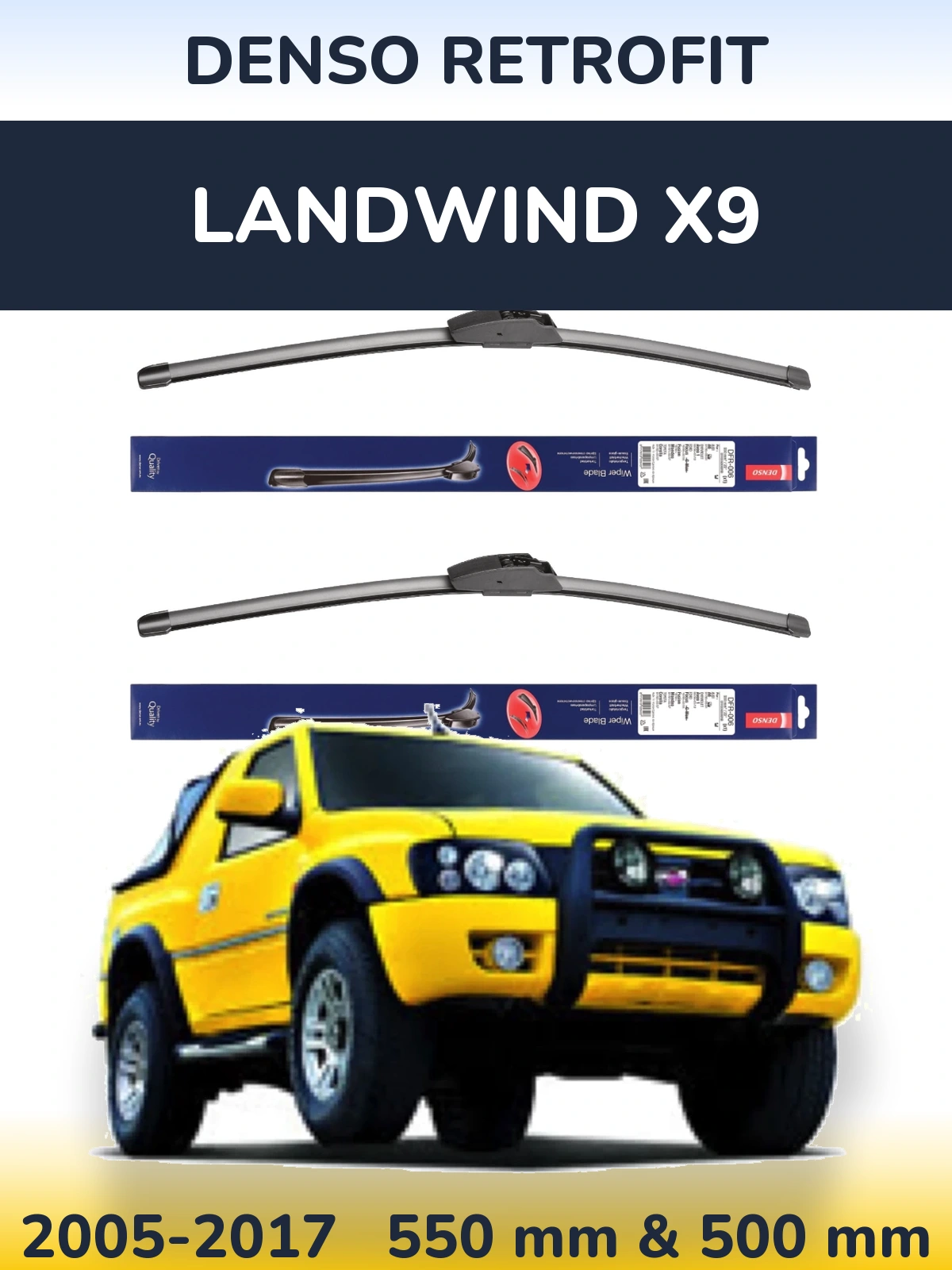 Комплект передних дворников Denso Retrofit 550 & 500 мм для Landwind X9 2005-2017