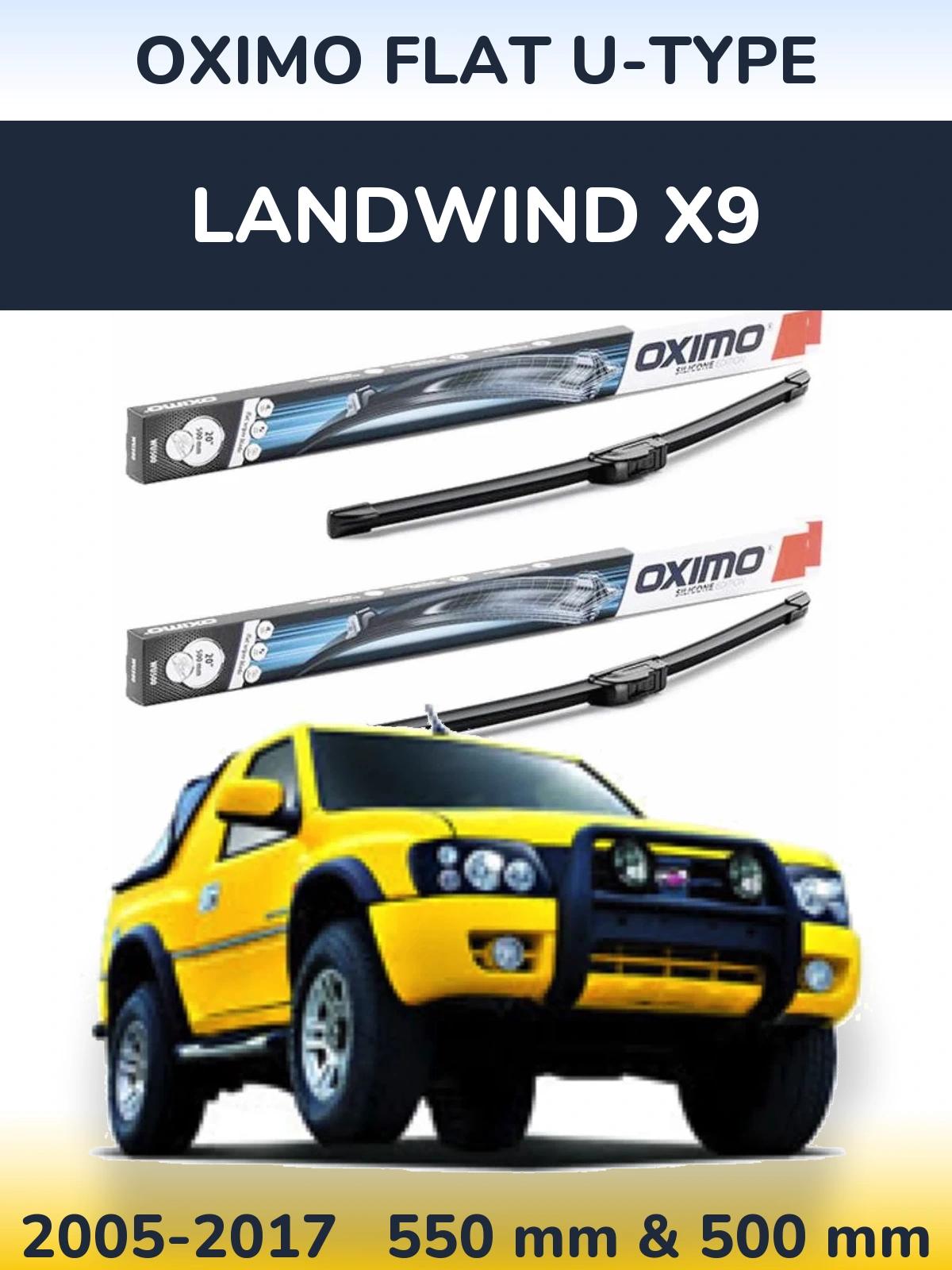 Komplet przednich wycieraczek Oximo Flat U-type 550 & 500 mm do Landwind X9 2005-2017