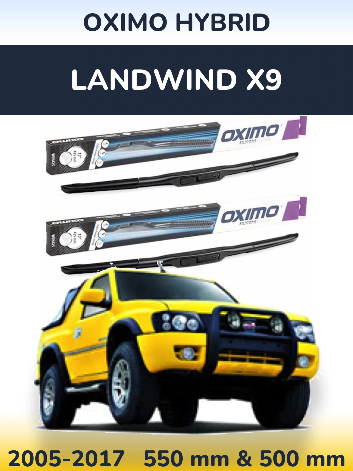 Комплект передних дворников Oximo Hybrid 550 & 500 мм для Landwind X9 2005-2017