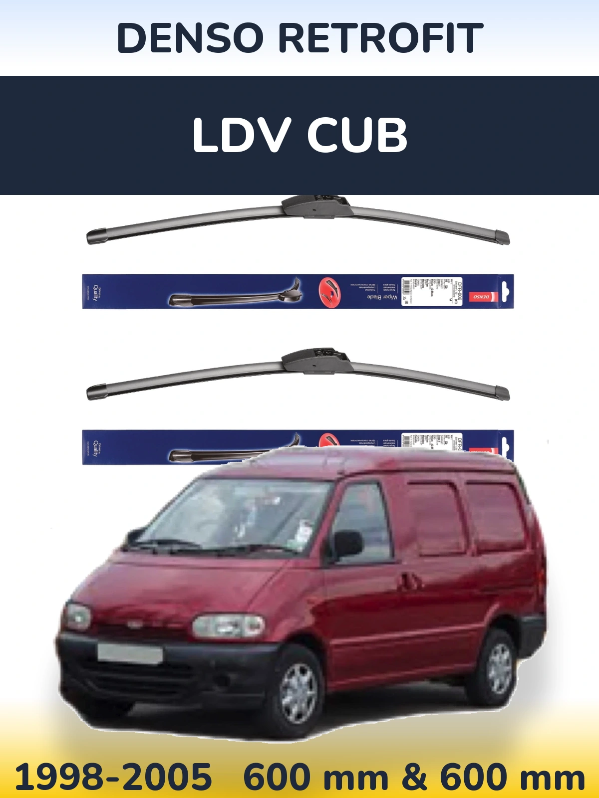Комплект передних дворников Denso Retrofit 600 & 600 мм для LDV Cub 1998-2005
