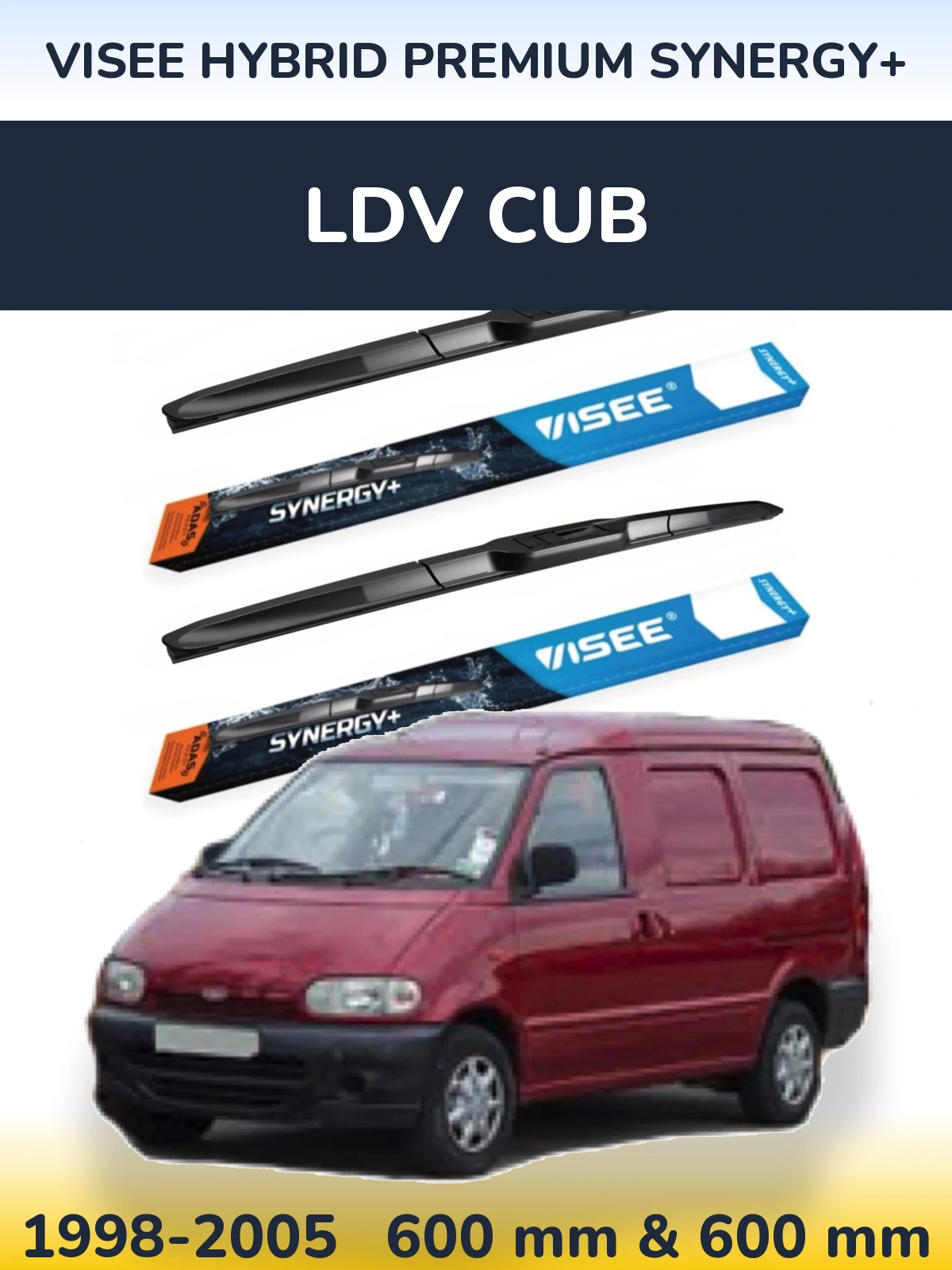 Komplet przednich wycieraczek VISEE HYBRID PREMIUM SYNERGY+ 600 & 600 mm do LDV Cub 1998-2005