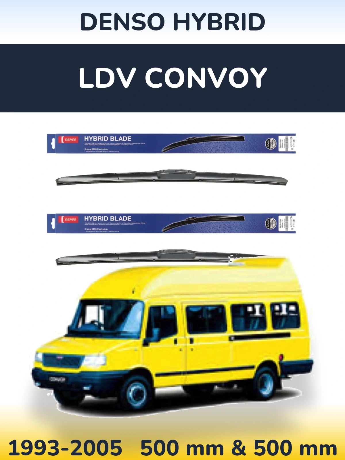 Комплект передних дворников Denso Hybrid 500 & 500 мм для LDV Convoy 1993-2005