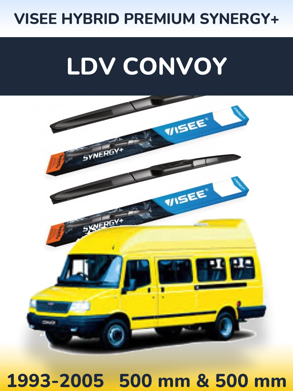 Комплект передних дворников VISEE HYBRID PREMIUM SYNERGY+ 500 & 500 мм для LDV Convoy 1993-2005