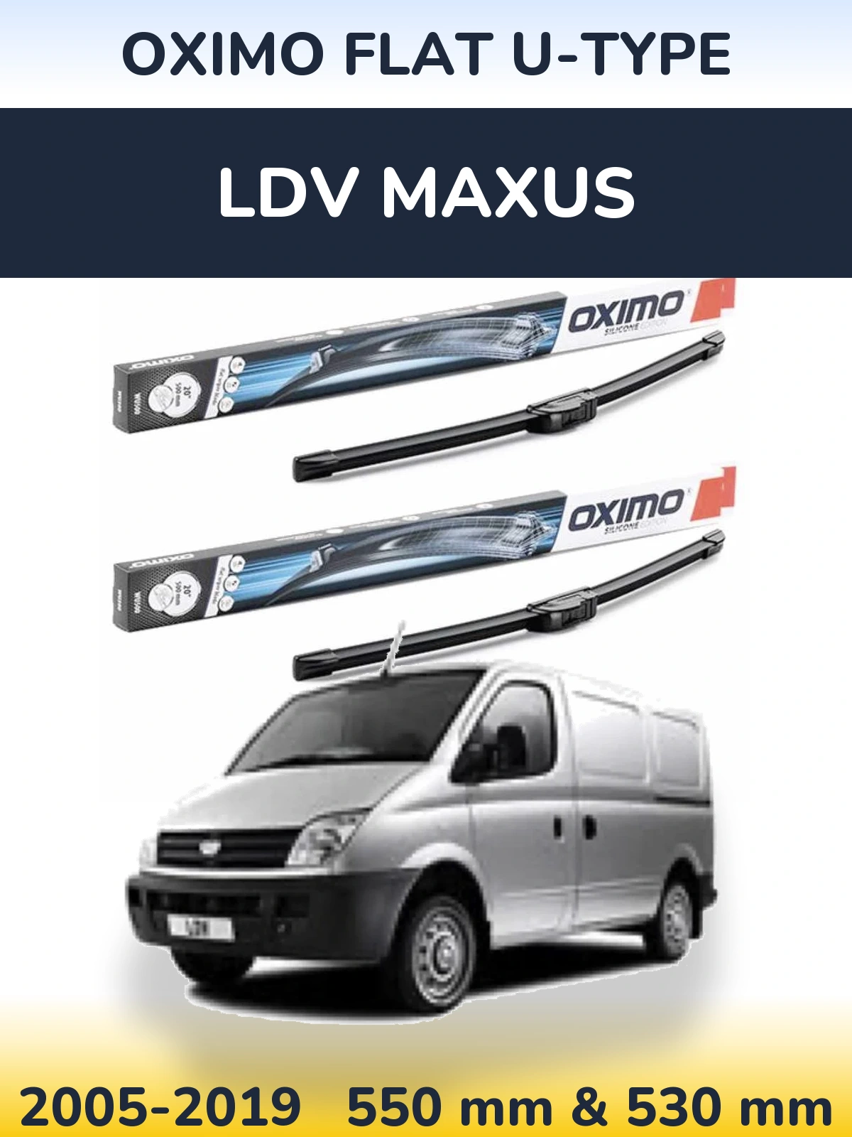 Komplet przednich wycieraczek Oximo Flat U-type 550 & 530 mm do LDV Maxus 2005-2019