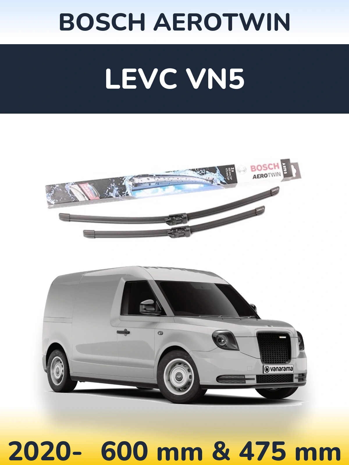 Комплект передніх щіток BOSCH AeroTwin 600 & 475 мм для LEVC VN5 2020-2026