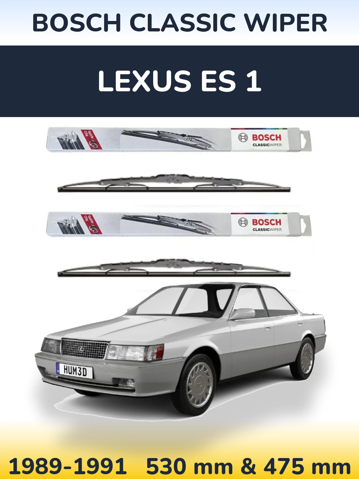 Комплект передніх щіток BOSCH Classic Wiper 530 & 475 мм для Lexus ES 1 1989-1991