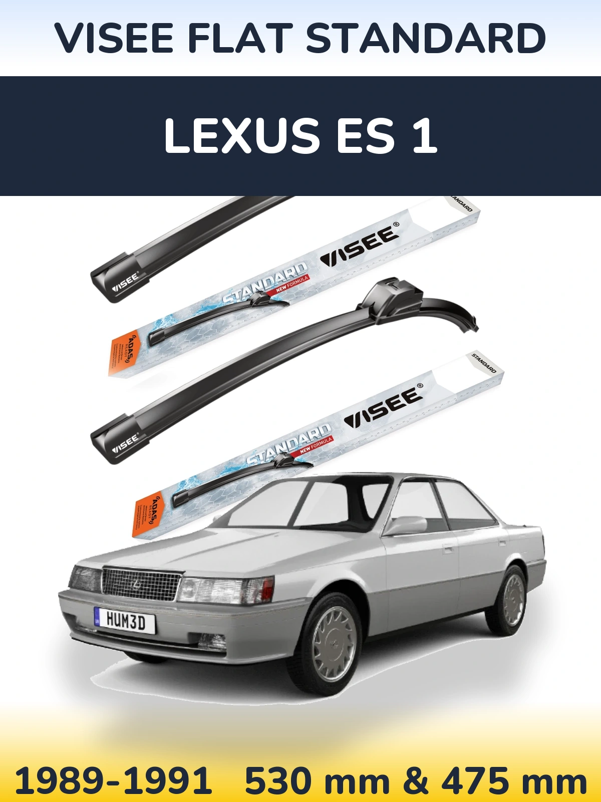 Komplet przednich wycieraczek VISEE FLAT STANDARD 530 & 475 mm do Lexus ES 1 1989-1991