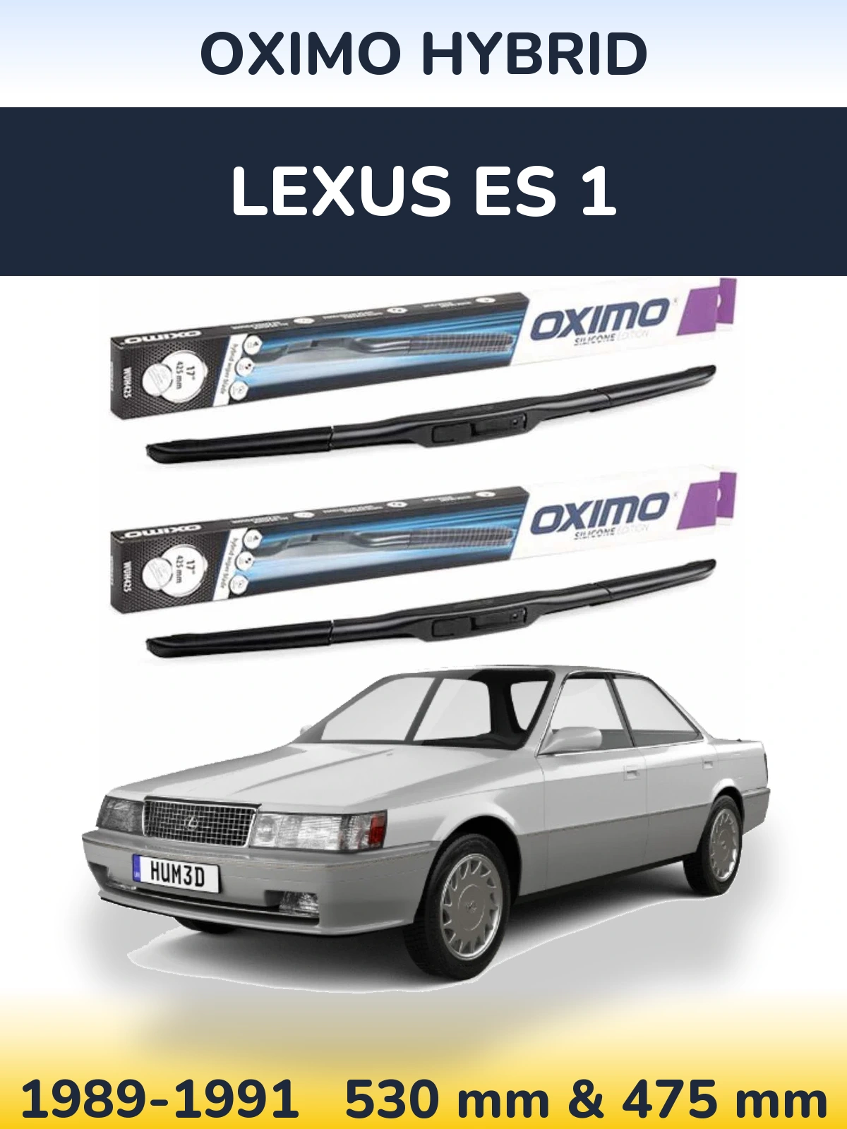 Komplet przednich wycieraczek Oximo Hybrid 530 & 475 mm do Lexus ES 1 1989-1991