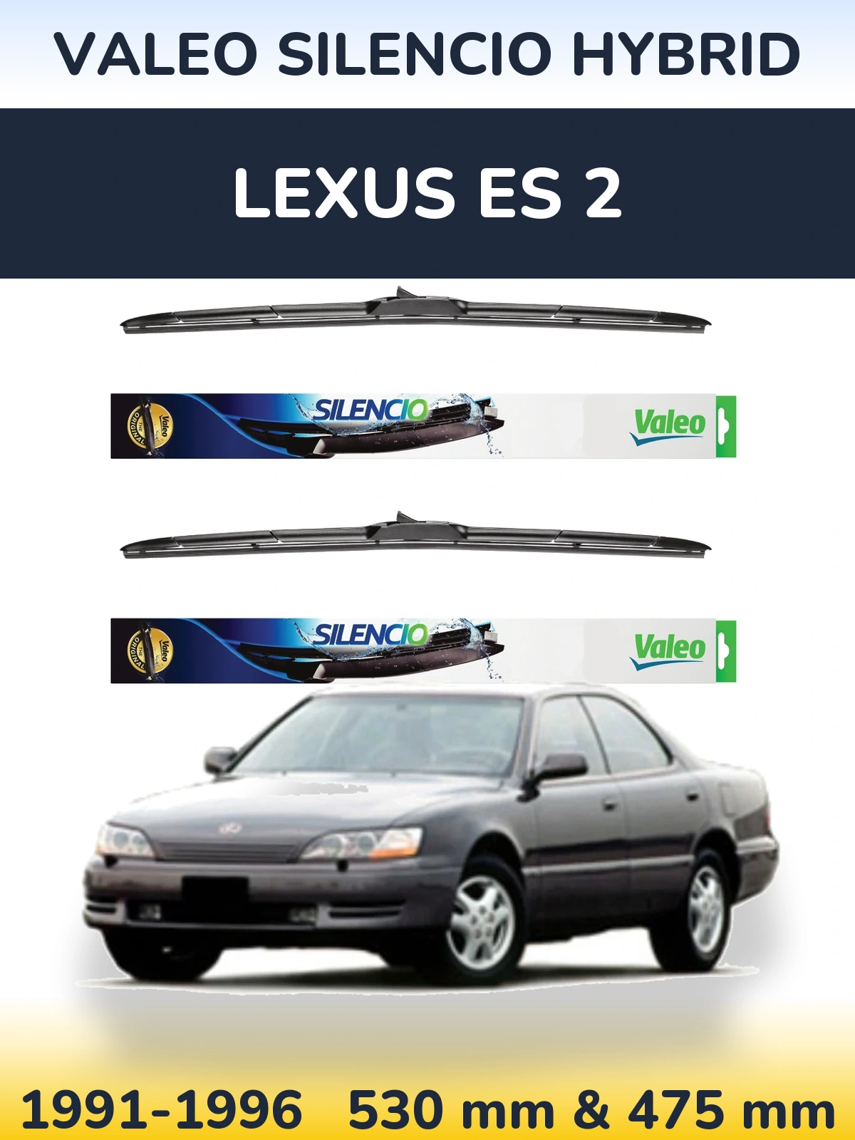 Комплект передних дворников Valeo Silencio Hybrid 530 & 475 мм для Lexus ES 2 1991-1996