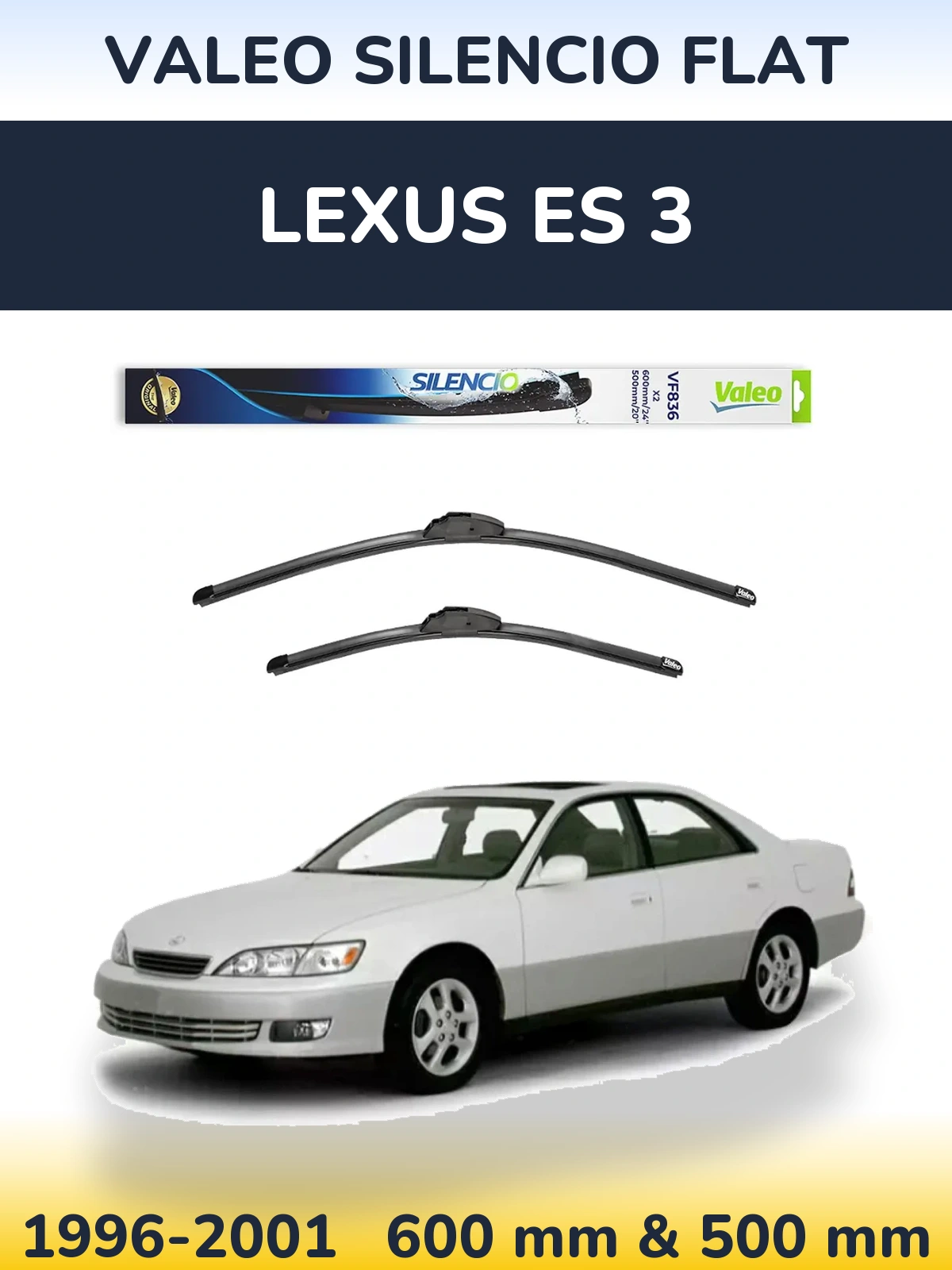 Комплект передніх щіток Valeo Silencio Flat 600 & 500 мм для Lexus ES 3 1996-2001