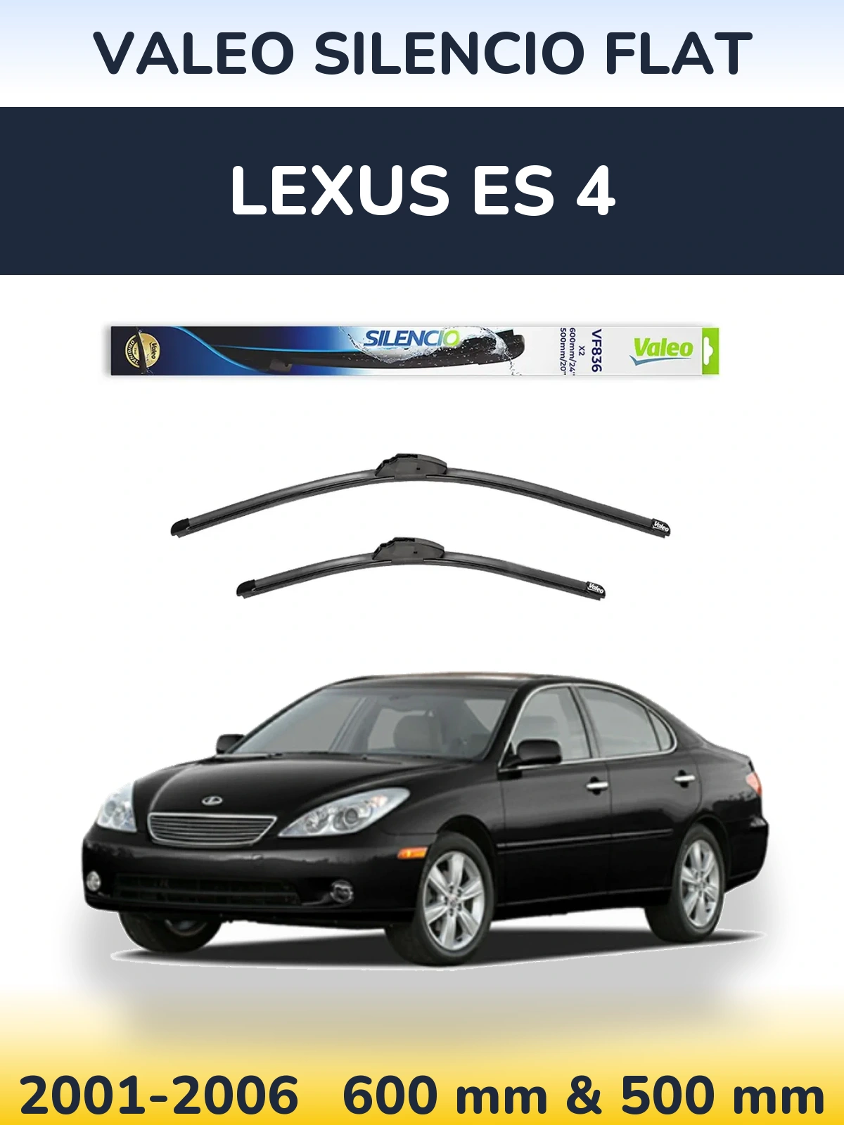 Комплект передніх щіток Valeo Silencio Flat 600 & 500 мм для Lexus ES 4 2001-2006