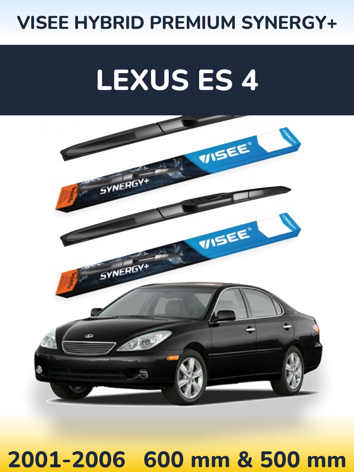 Front wiper blade set VISEE HYBRID PREMIUM SYNERGY+ 600 & 500 mm for Lexus ES 4 2001-2006