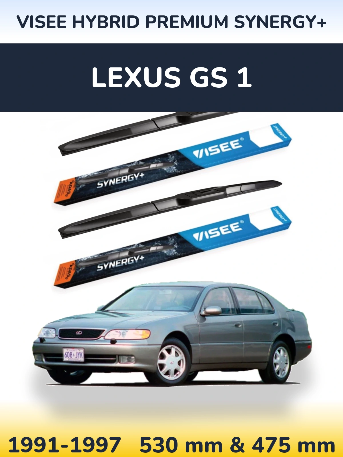Komplet przednich wycieraczek VISEE HYBRID PREMIUM SYNERGY+ 530 & 475 mm do Lexus GS 1 1991-1997