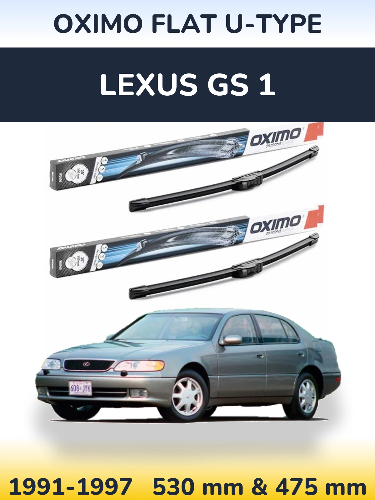 Комплект передних дворников Oximo Flat U-type 530 & 475 мм для Lexus GS 1 1991-1997