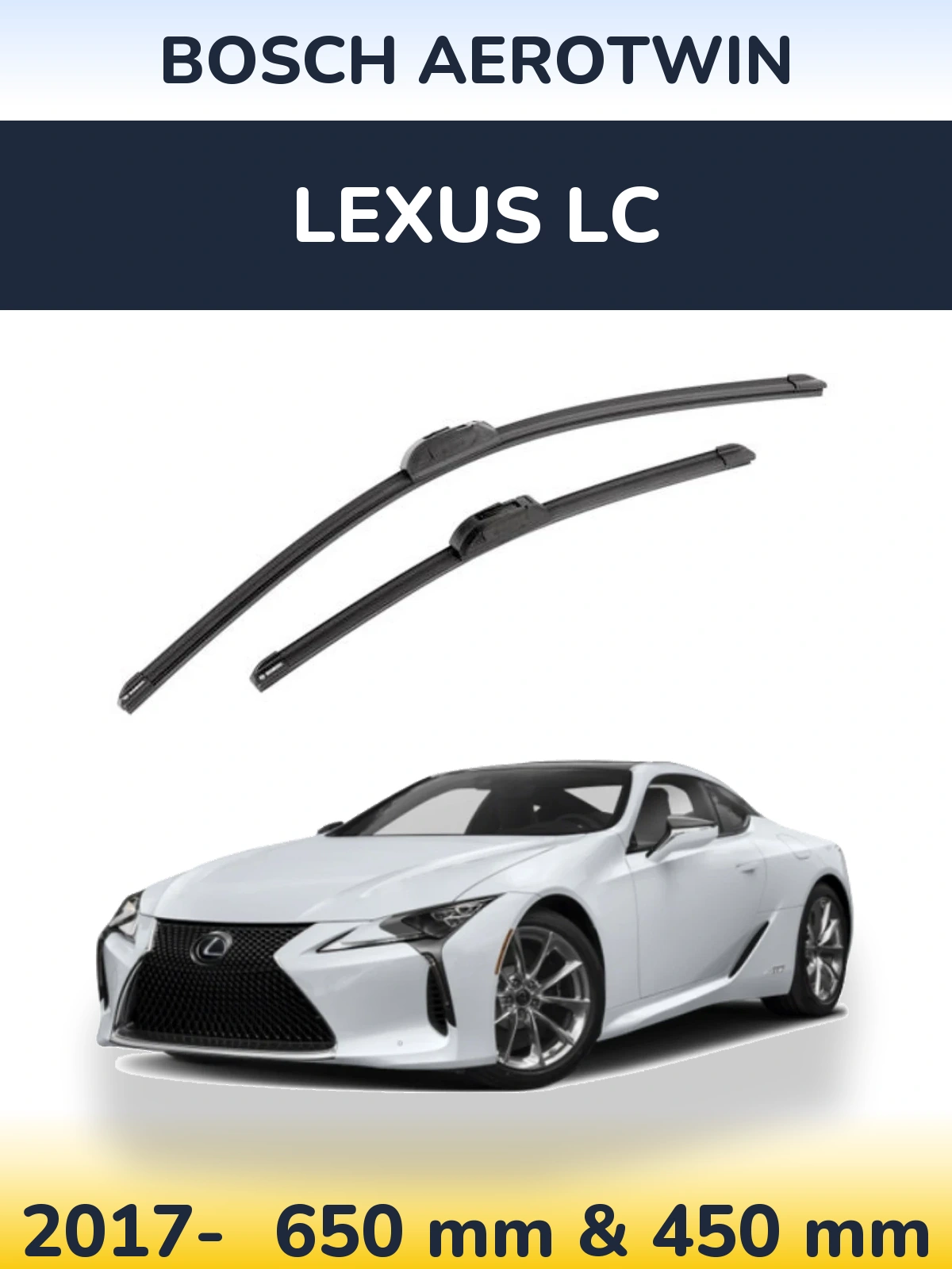 Front wiper blade set BOSCH AeroTwin 650 & 450 mm for Lexus LC 2017-2026