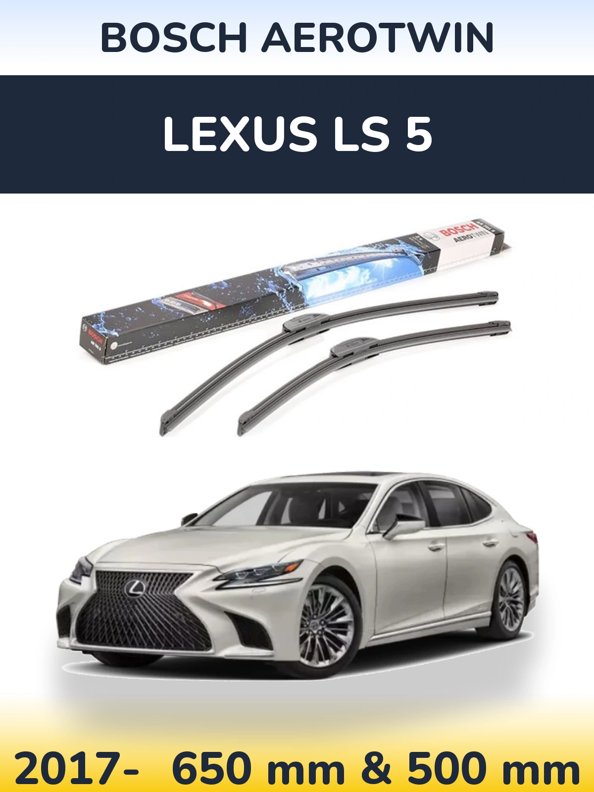 Комплект передніх щіток BOSCH AeroTwin 650 & 500 мм для Lexus LS 5 2017-2026