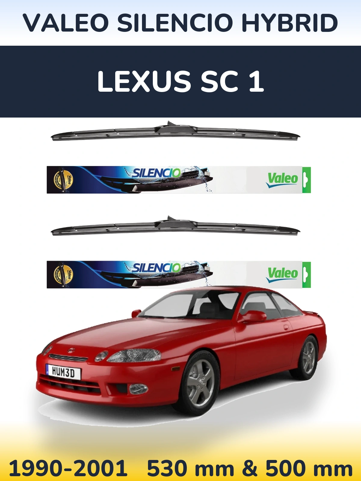 Комплект передних дворников Valeo Silencio Hybrid 530 & 500 мм для Lexus SC 1 1990-2001