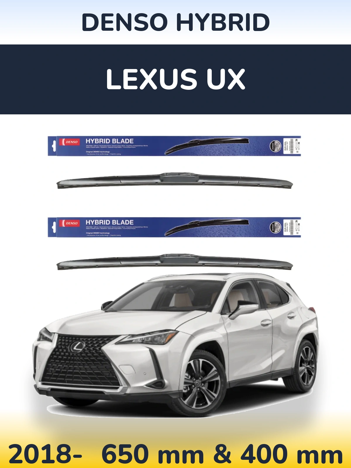 Комплект передних дворников Denso Hybrid 650 & 400 мм для Lexus UX 2018-2026