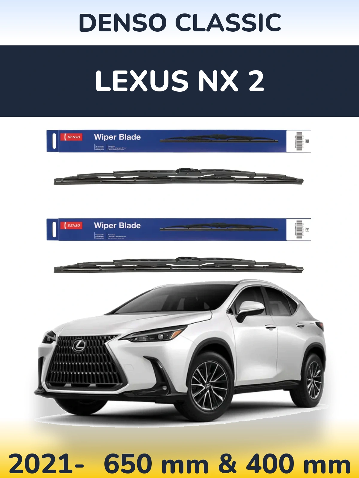 Komplet przednich wycieraczek Denso Classic 650 & 400 mm do Lexus NX 2 2021-2026