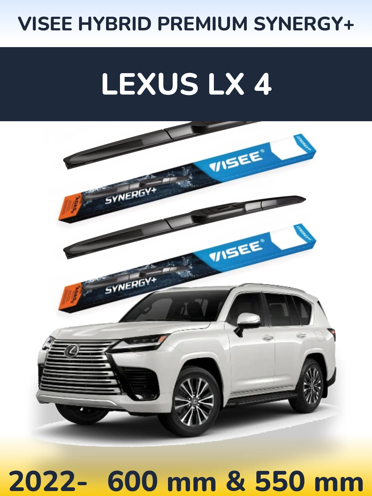 Komplet przednich wycieraczek VISEE HYBRID PREMIUM SYNERGY+ 600 & 550 mm do Lexus LX 4 2022-2026