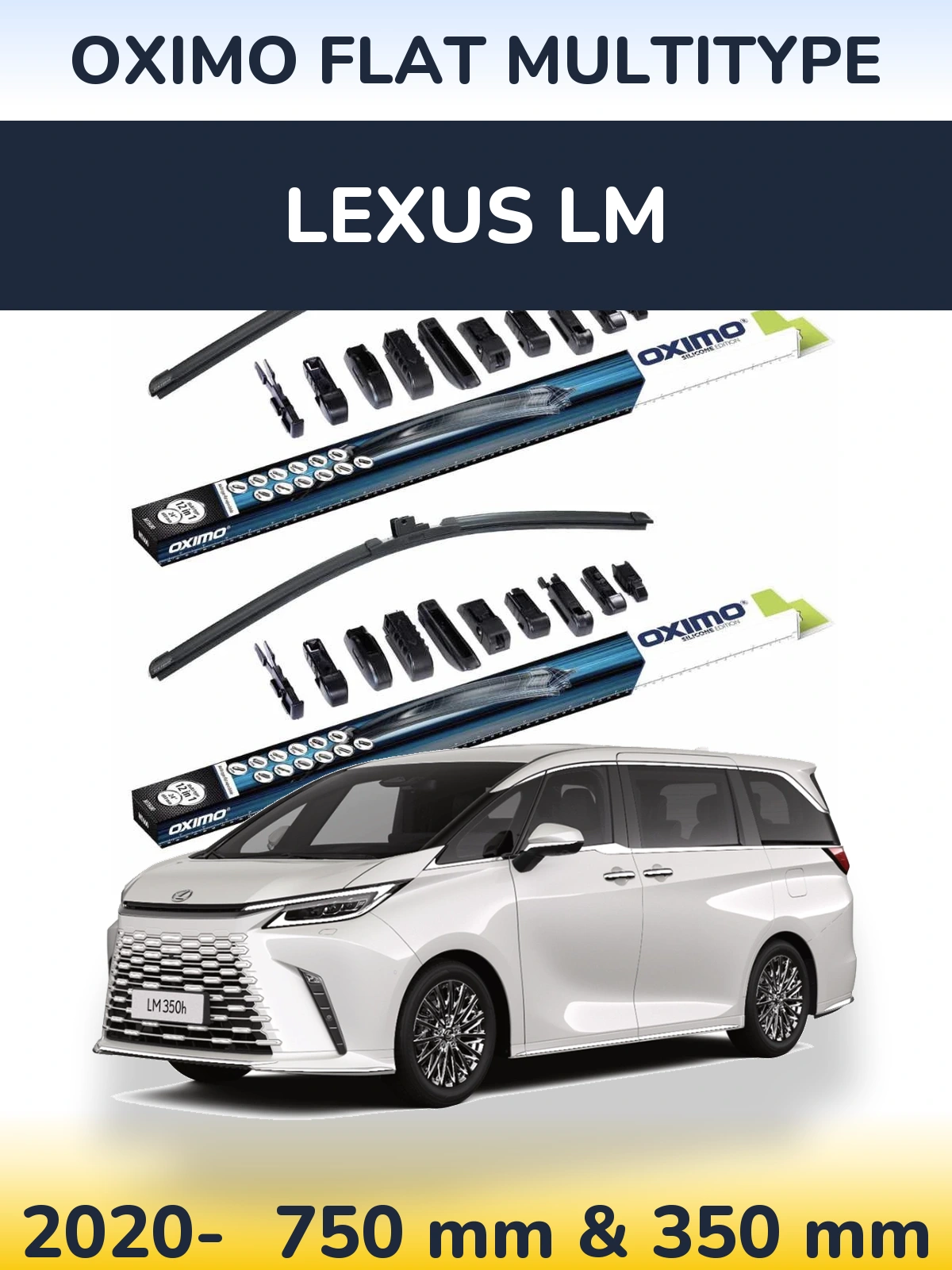 Front wiper blade set Oximo Flat MultiTypee 750 & 350 mm for Lexus LM 2020-2026