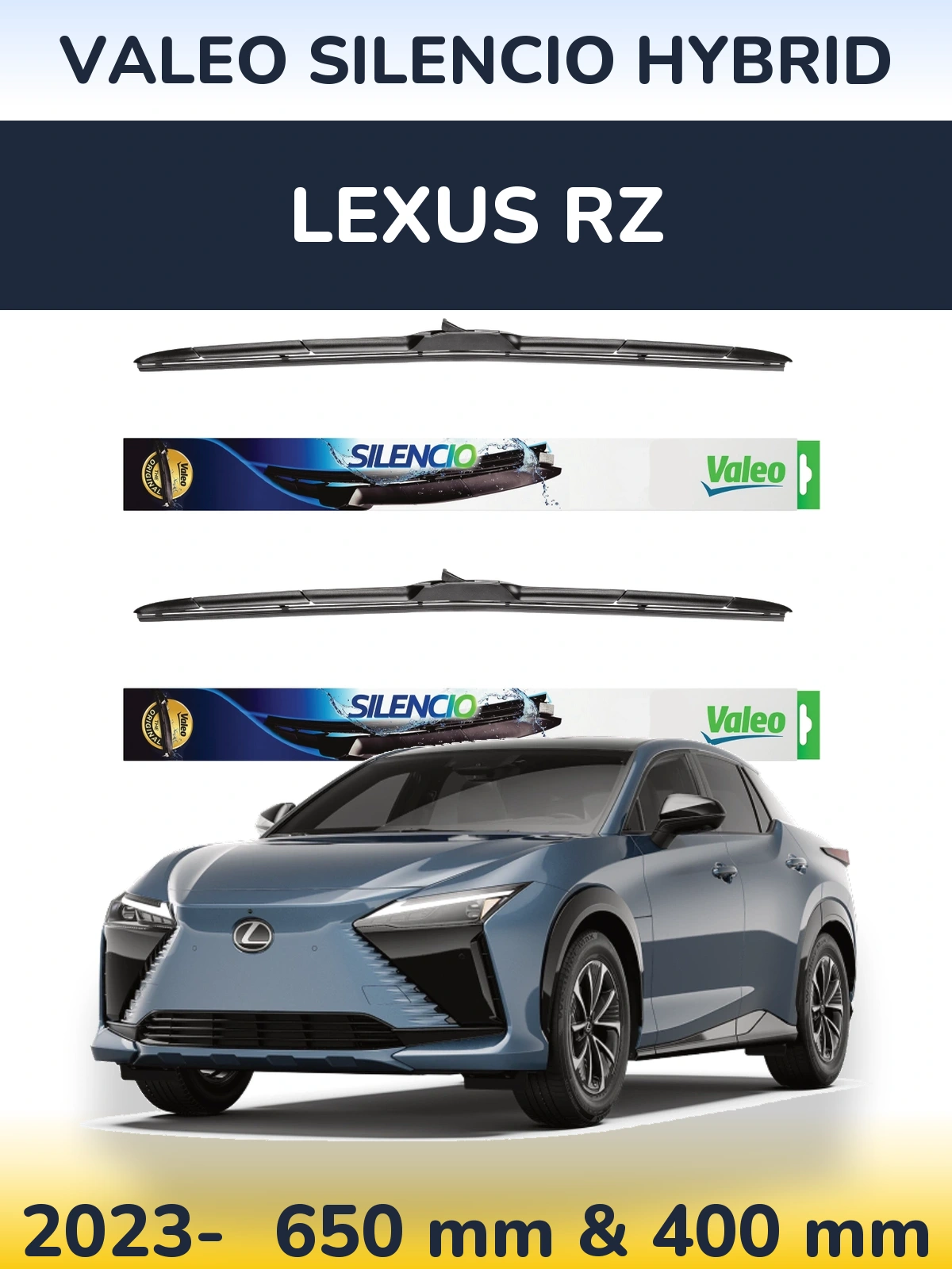 Комплект передних дворников Valeo Silencio Hybrid 650 & 400 мм для Lexus RZ 2023-2026