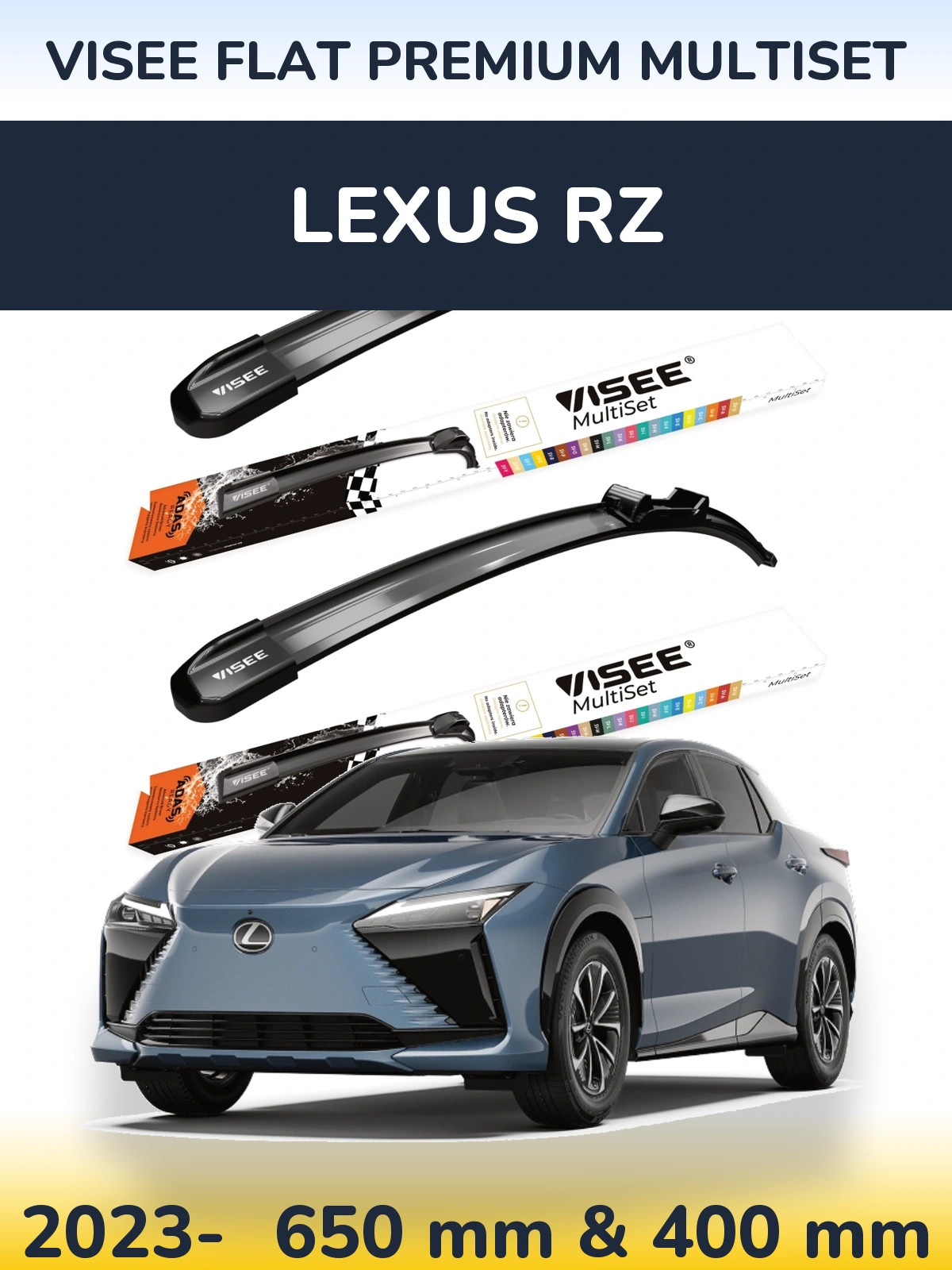 Komplet przednich wycieraczek VISEE FLAT PREMIUM MultiSet 650 & 400 mm do Lexus RZ 2023-2026