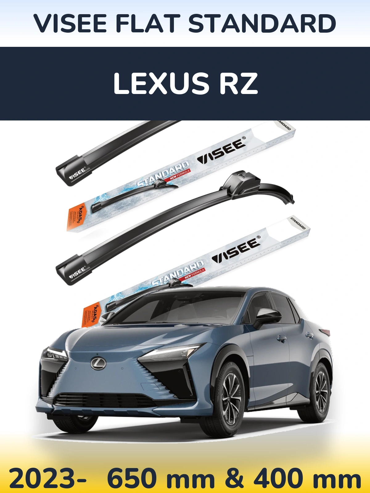 Komplet przednich wycieraczek VISEE FLAT STANDARD 650 & 400 mm do Lexus RZ 2023-2026