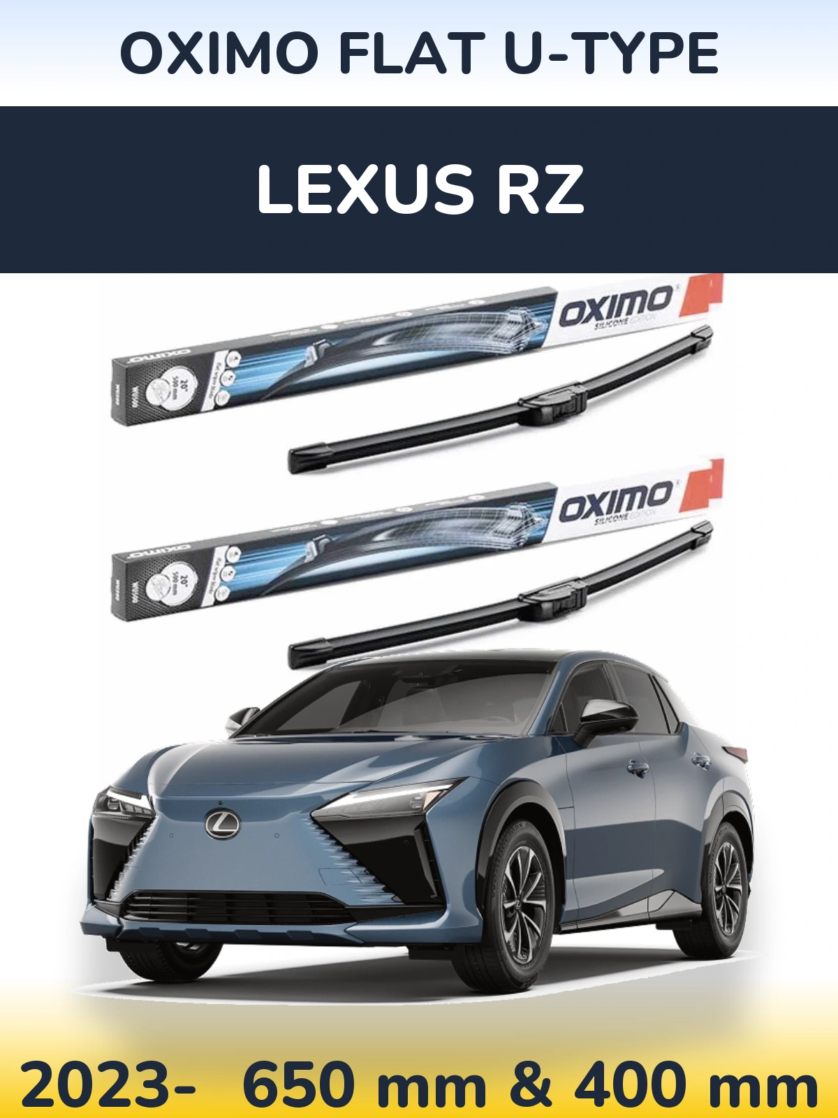 Комплект передних дворников Oximo Flat U-type 650 & 400 мм для Lexus RZ 2023-2026