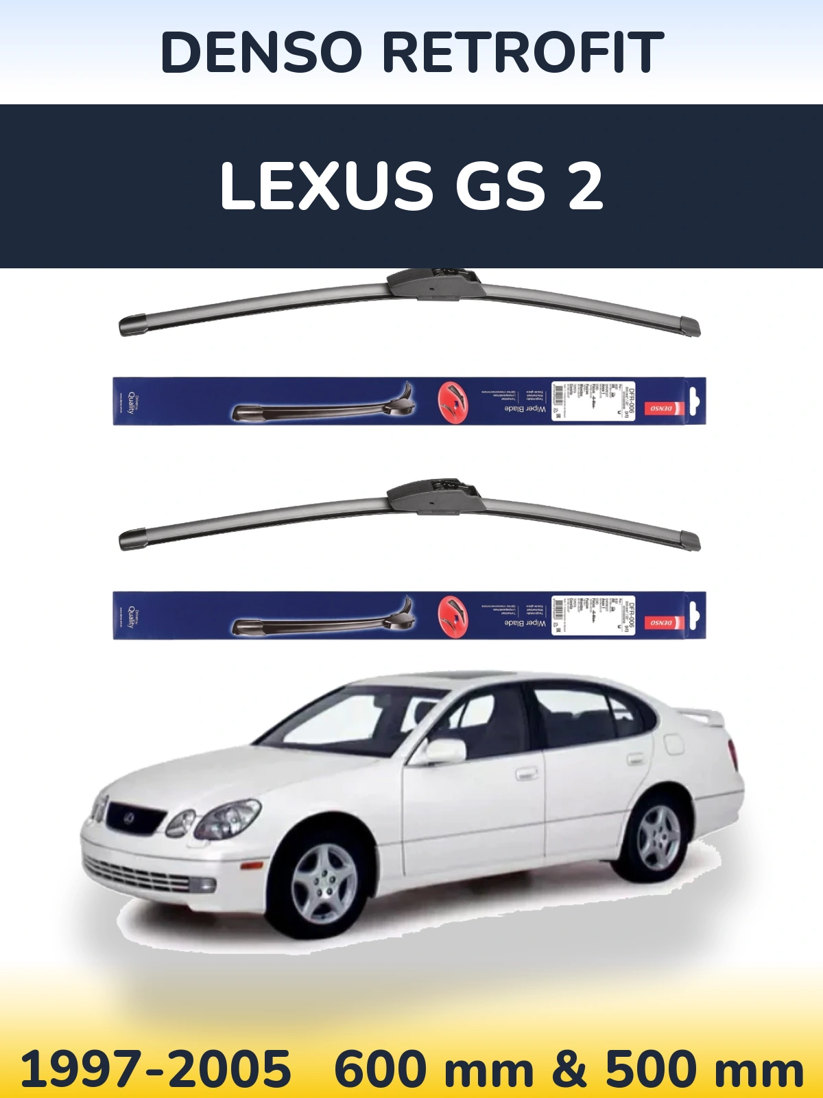 Комплект передних дворников Denso Retrofit 600 & 500 мм для Lexus GS 2 1997-2005