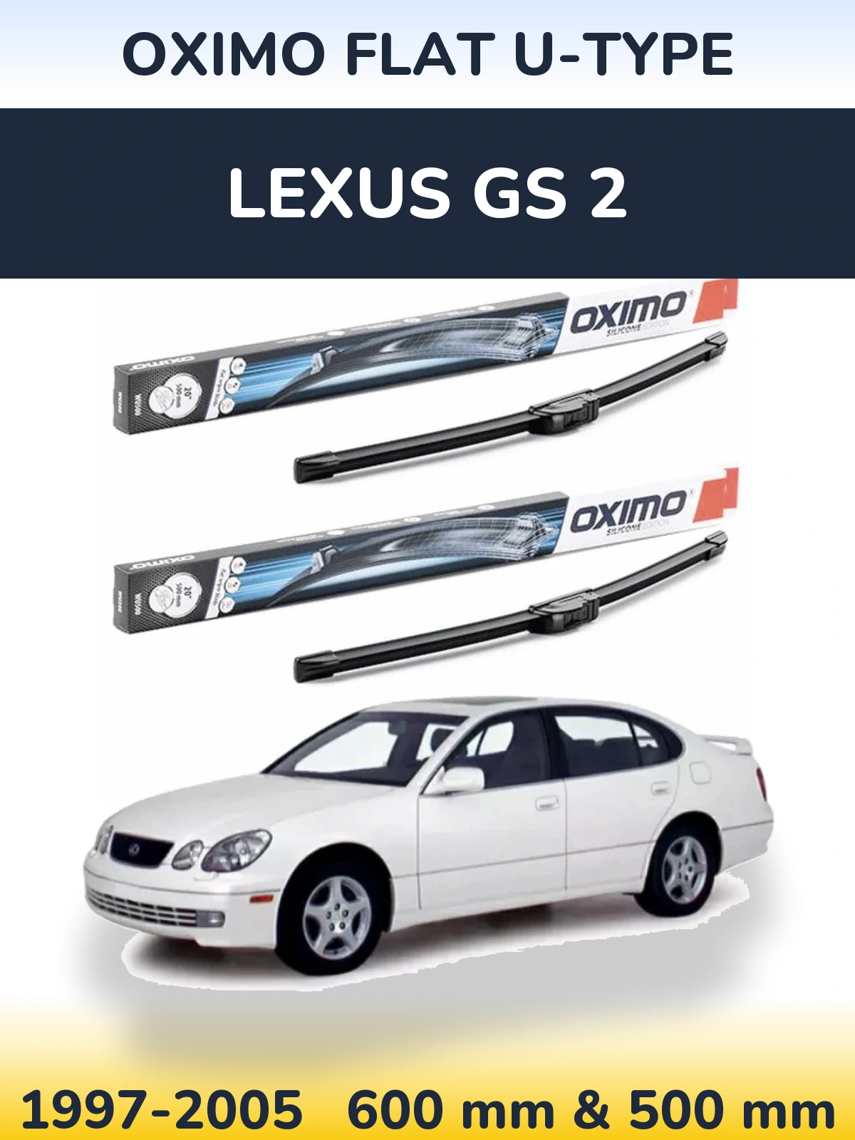 Комплект передних дворников Oximo Flat U-type 600 & 500 мм для Lexus GS 2 1997-2005