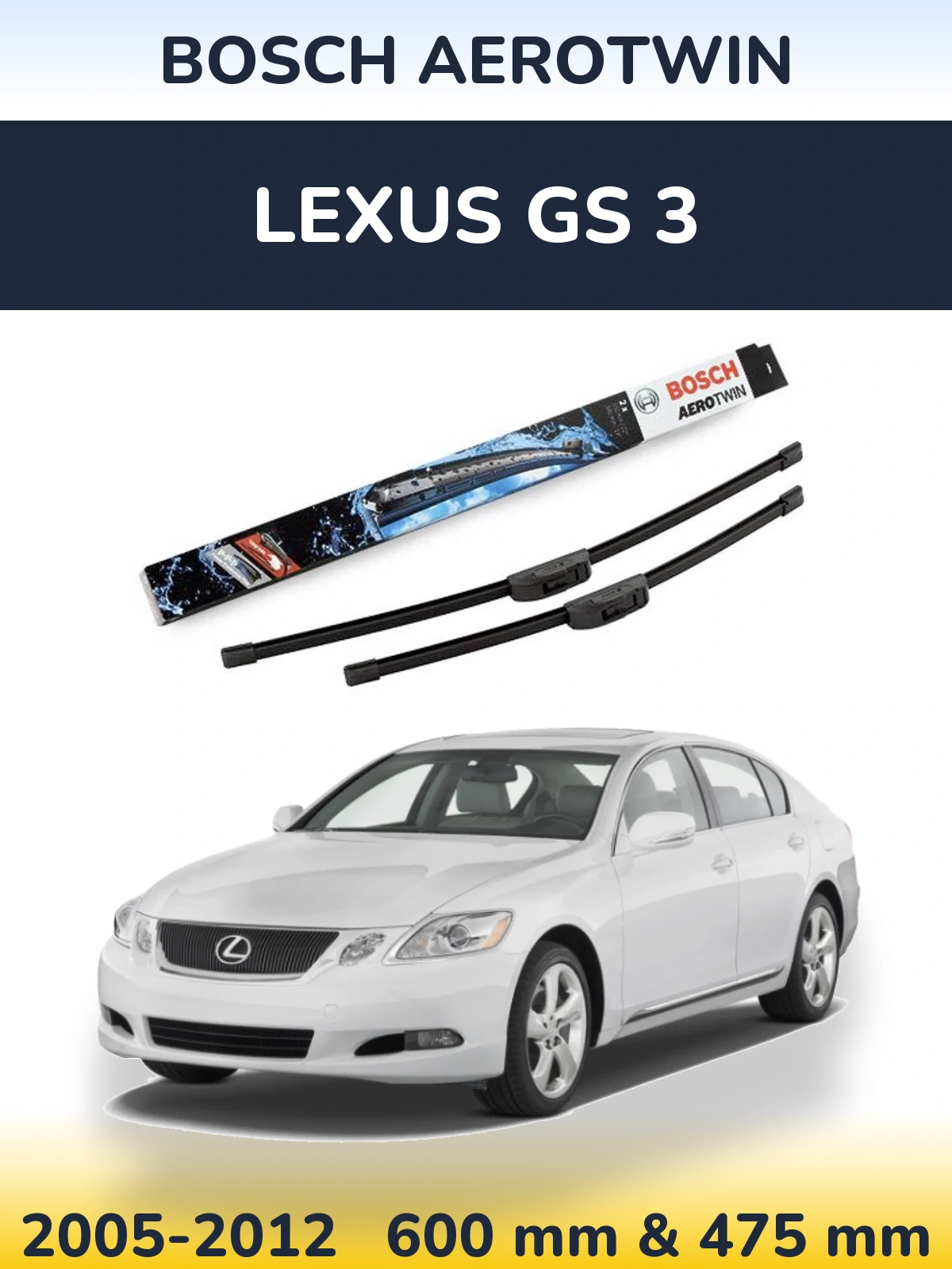Komplet przednich wycieraczek BOSCH AeroTwin 600 & 475 mm do Lexus GS 3 2005-2012