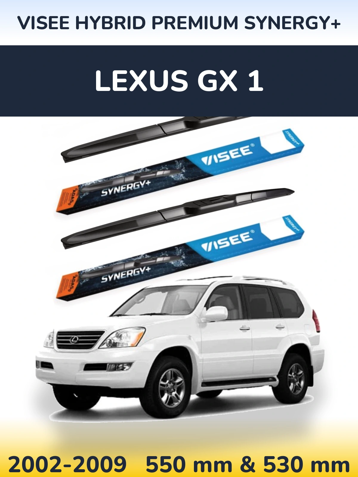 Komplet przednich wycieraczek VISEE HYBRID PREMIUM SYNERGY+ 550 & 530 mm do Lexus GX 1 2002-2009