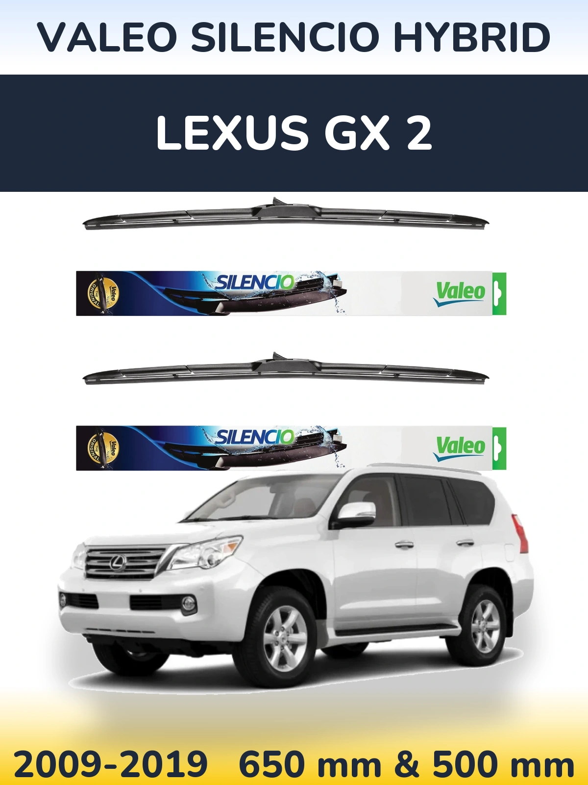 Комплект передних дворников Valeo Silencio Hybrid 650 & 500 мм для Lexus GX 2 2009-2019