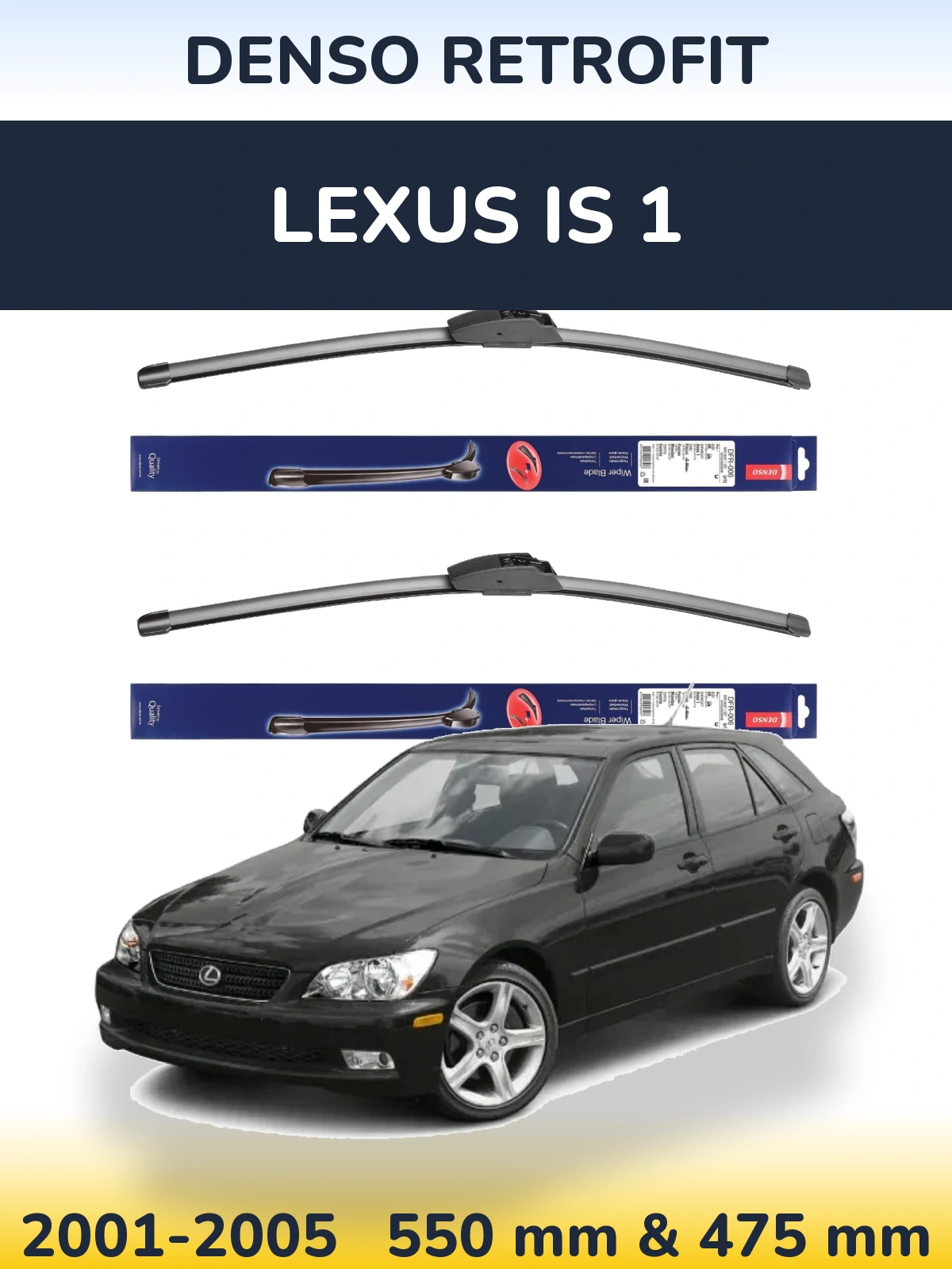 Komplet przednich wycieraczek Denso Retrofit 550 & 475 mm do Lexus IS 1 2001-2005