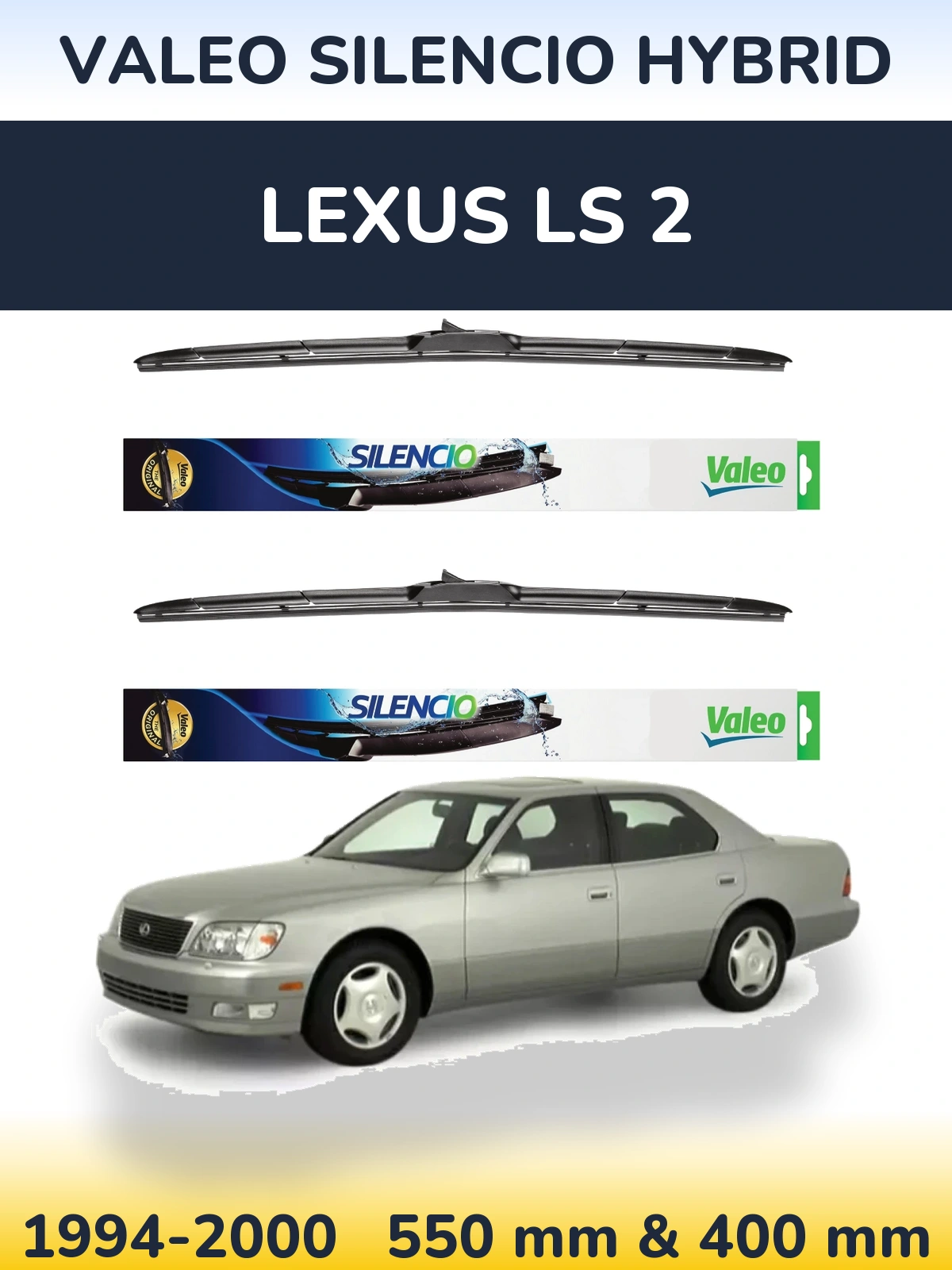 Комплект передних дворников Valeo Silencio Hybrid 550 & 400 мм для Lexus LS 2 1994-2000