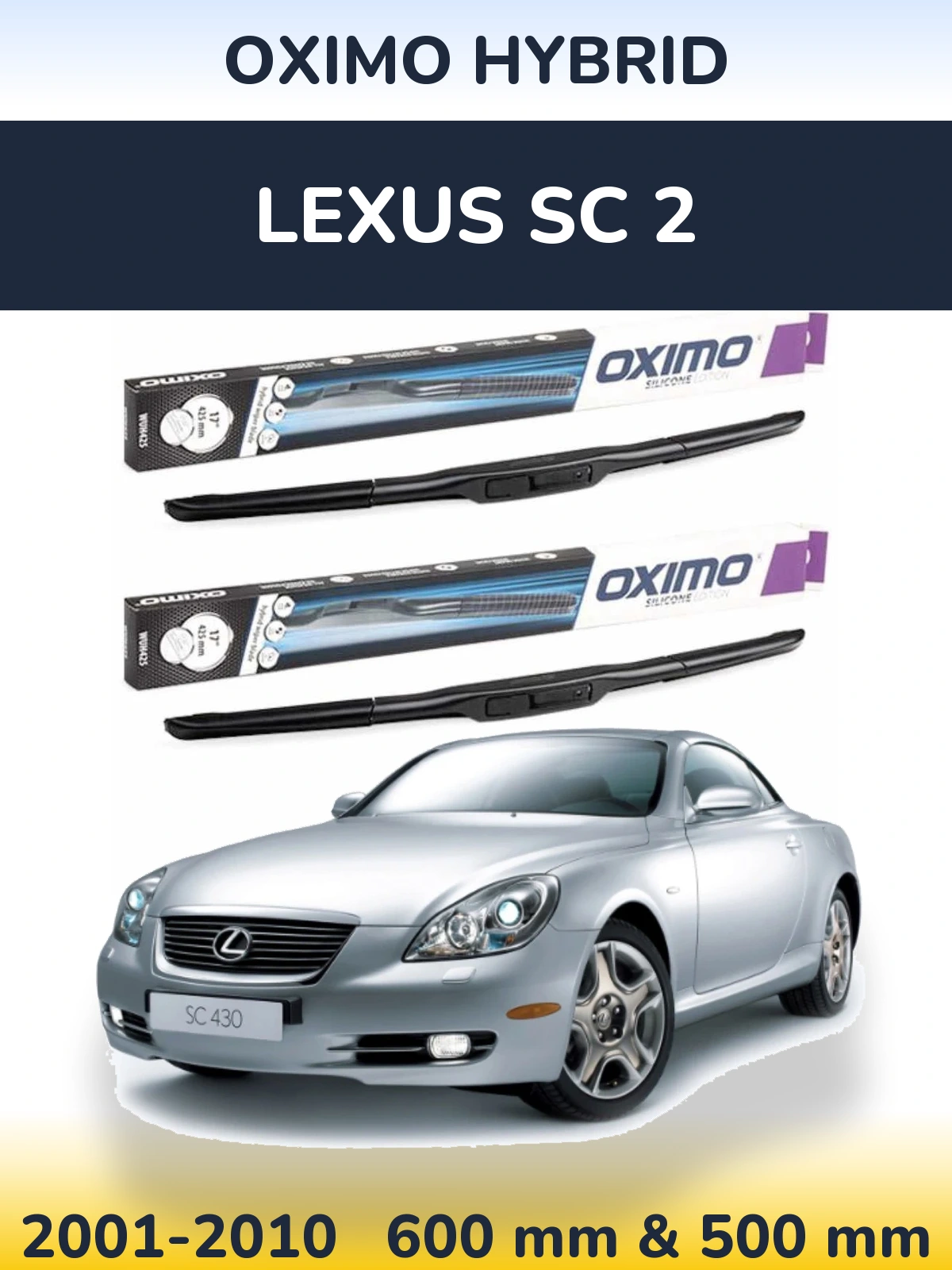 Комплект передних дворников Oximo Hybrid 600 & 500 мм для Lexus SC 2 2001-2010