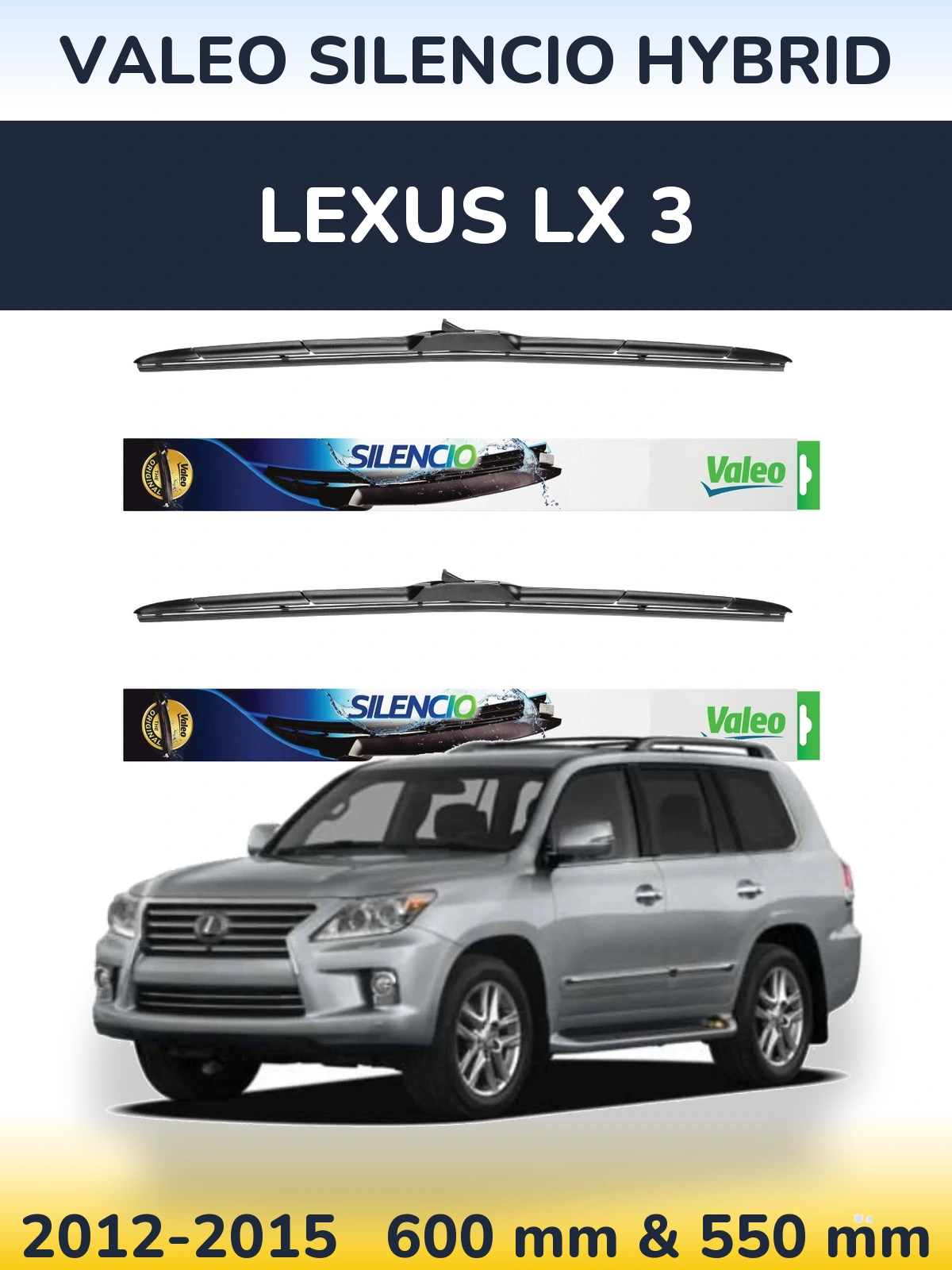 Комплект передних дворников Valeo Silencio Hybrid 600 & 550 мм для Lexus LX 3 2012-2015