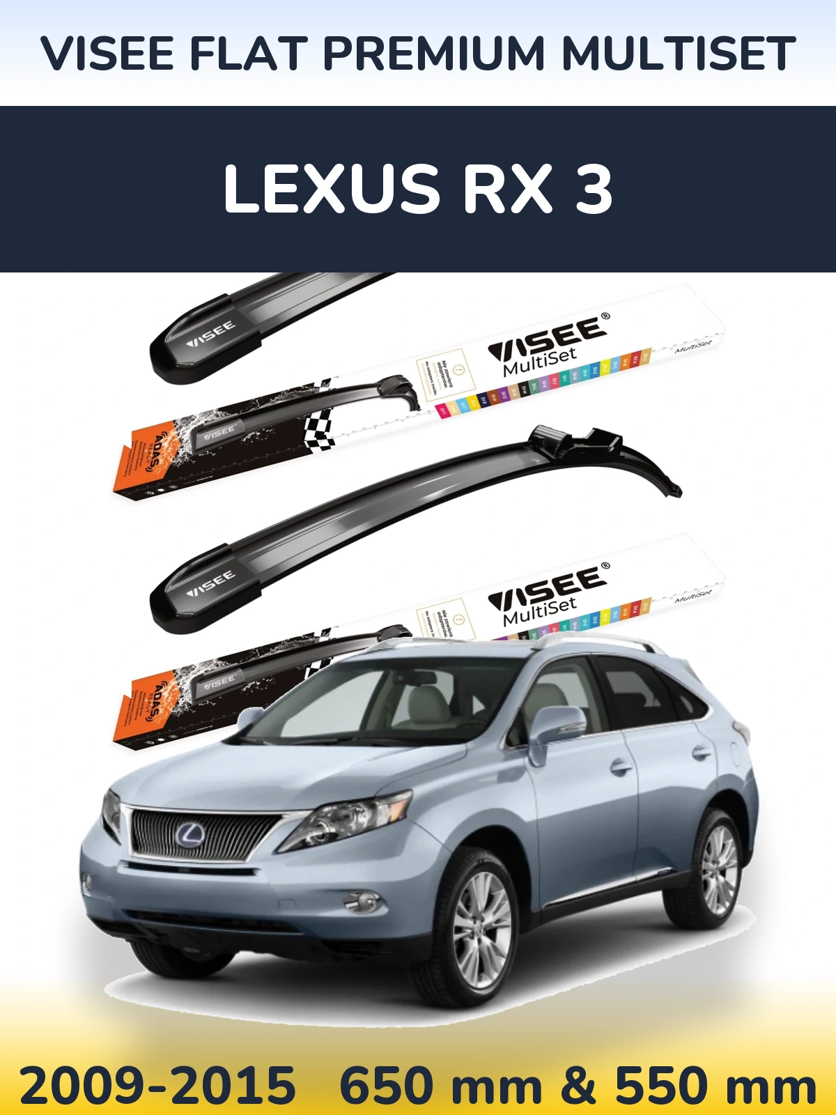 Komplet przednich wycieraczek VISEE FLAT PREMIUM MultiSet 650 & 550 mm do Lexus RX 3 2009-2015