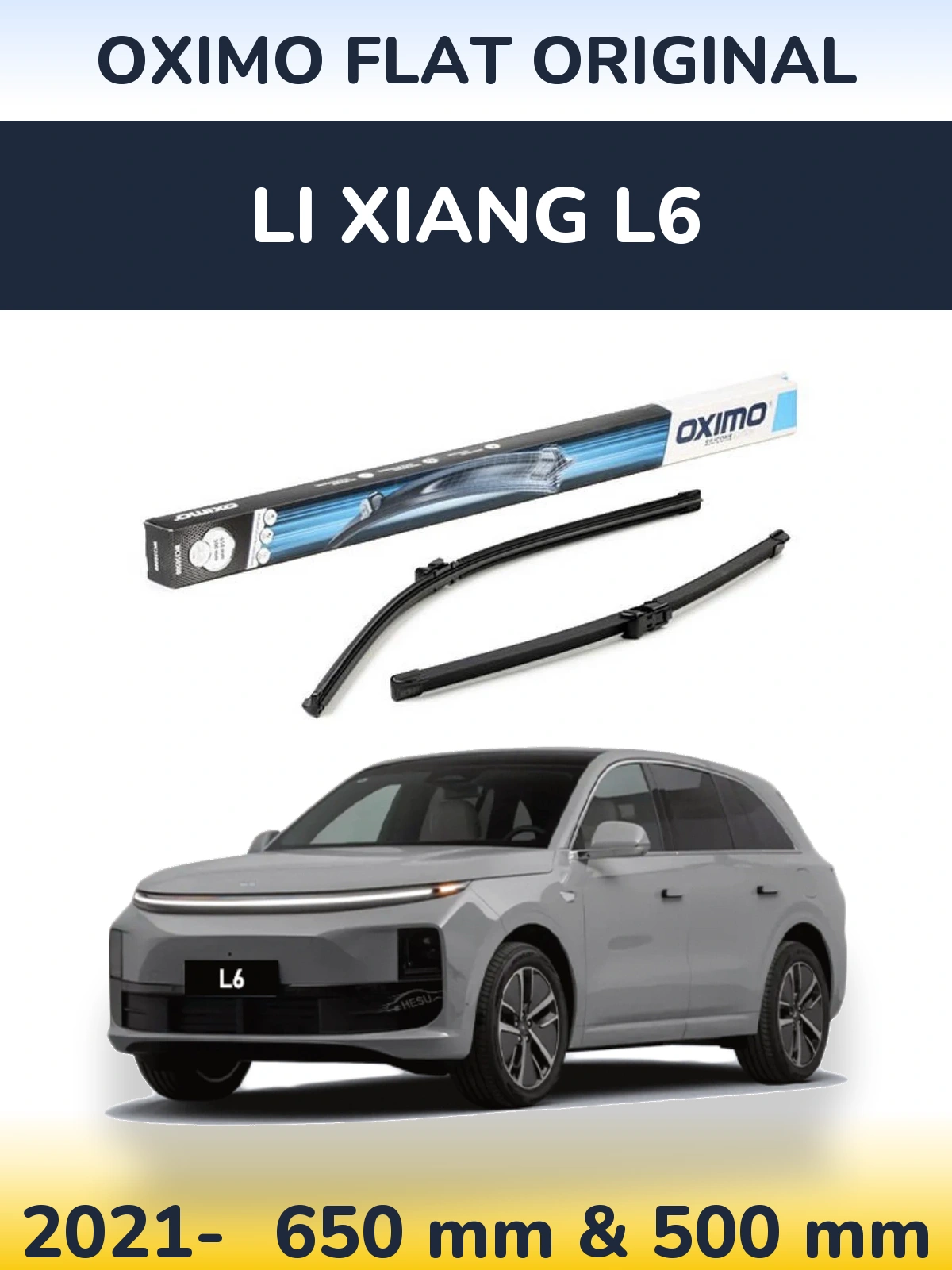 Комплект передних дворников Oximo Flat Original 650 & 500 мм для Li Xiang L6 2021-2026