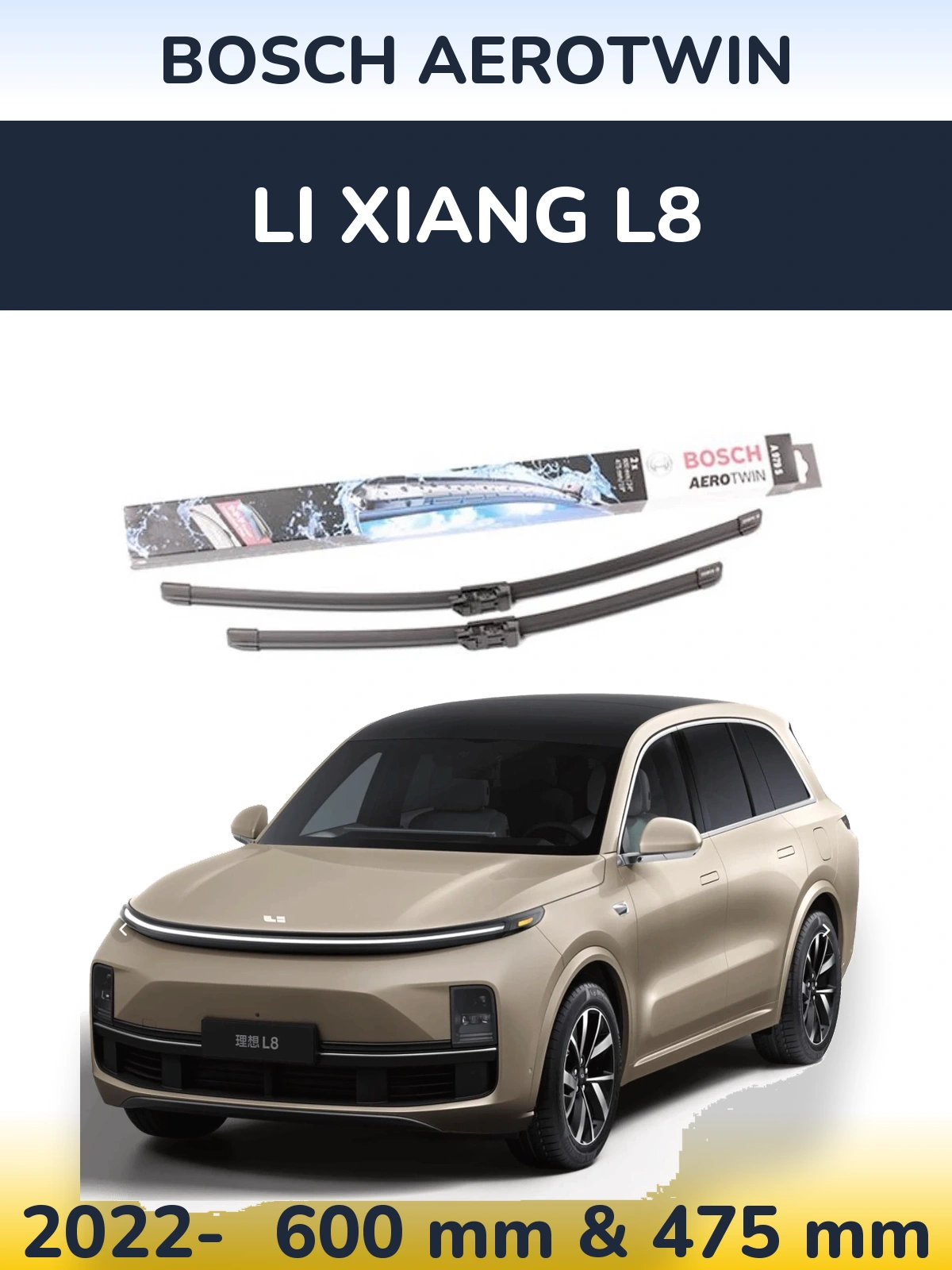 Front wiper blade set BOSCH AeroTwin 600 & 475 mm for Li Xiang L8 2022-2026