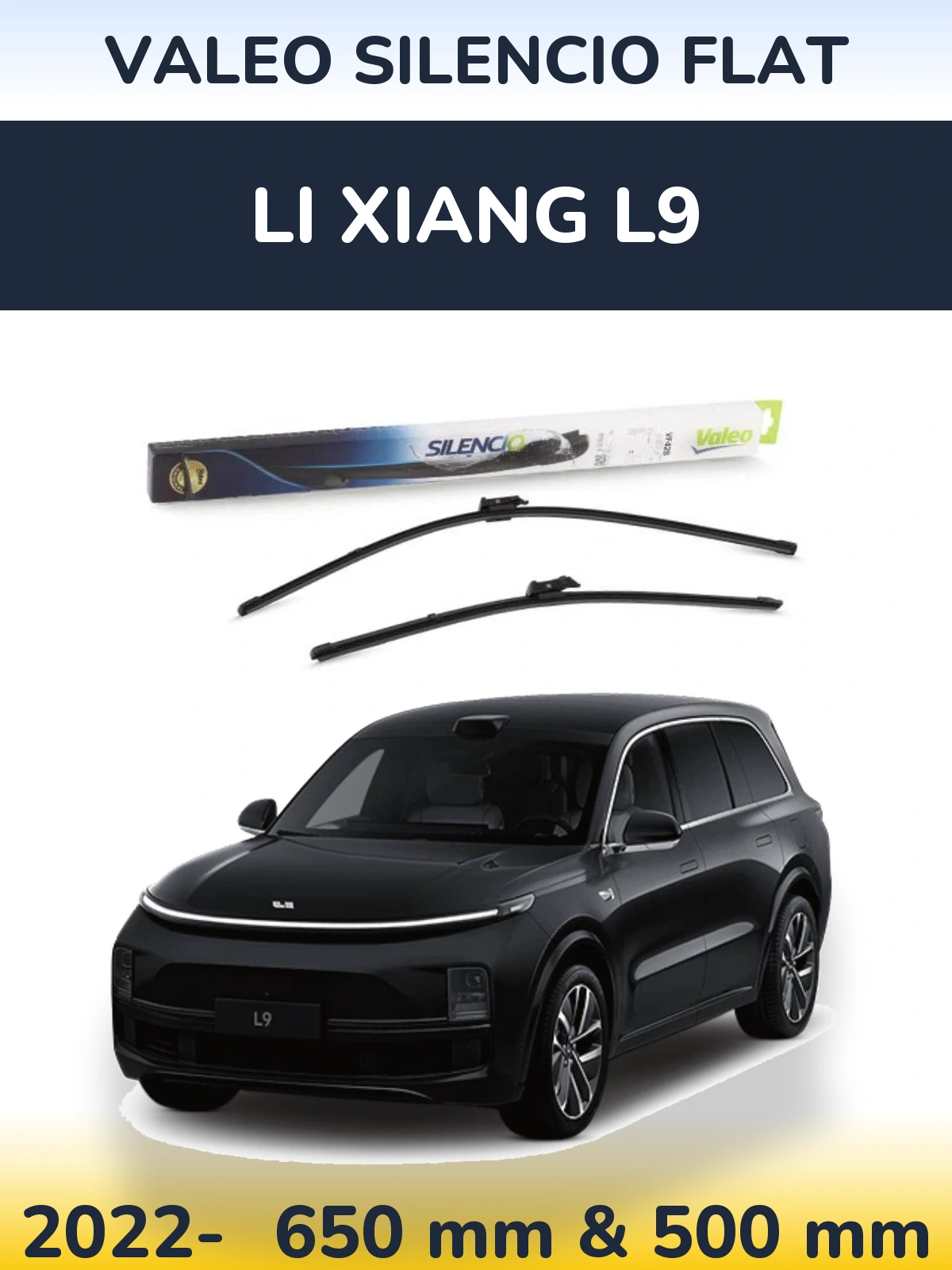 Комплект передніх щіток Valeo Silencio Flat 650 & 500 мм для Li Xiang L9 2022-2026