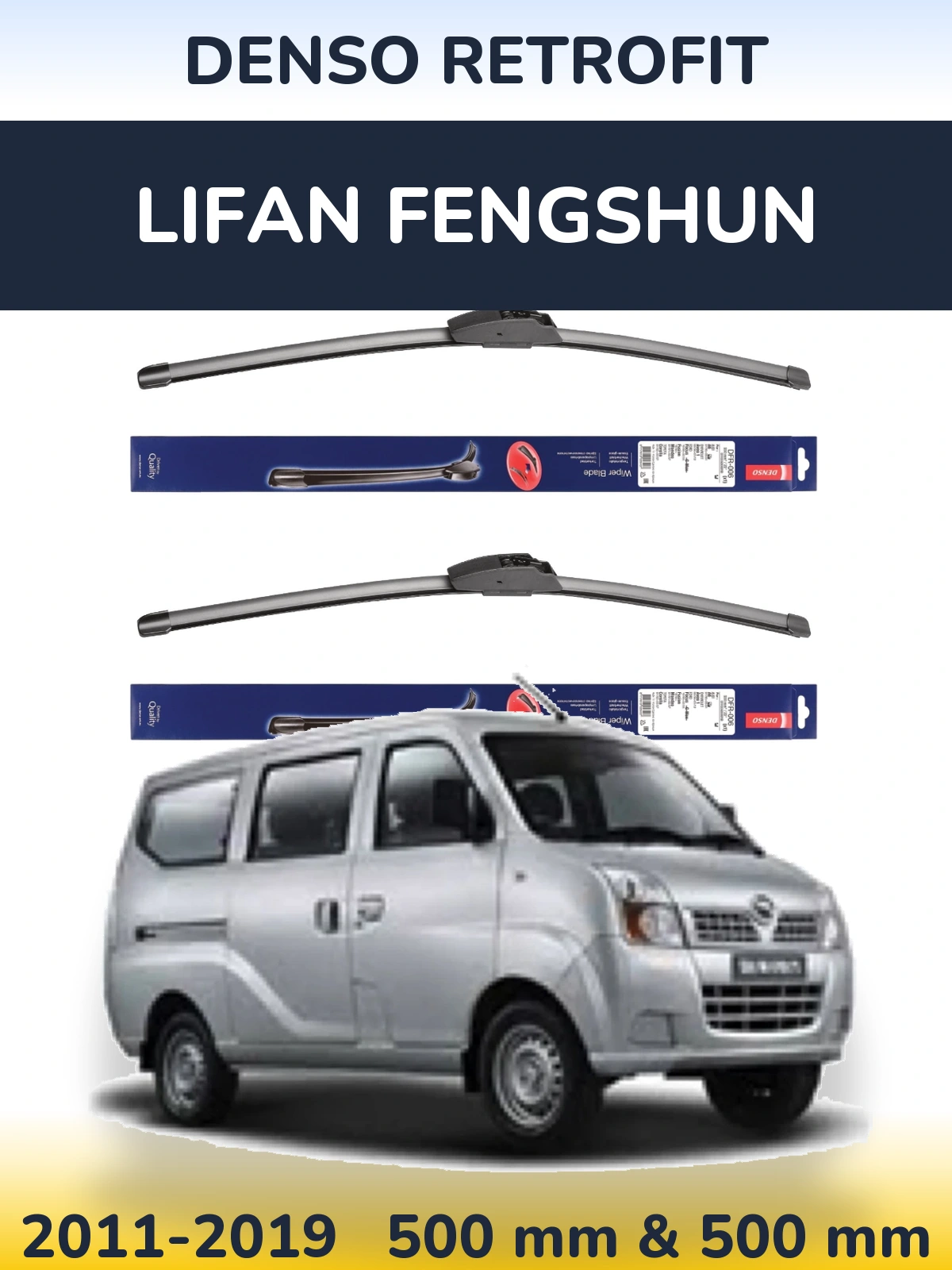 Komplet przednich wycieraczek Denso Retrofit 500 & 500 mm do Lifan Fengshun 2011-2019